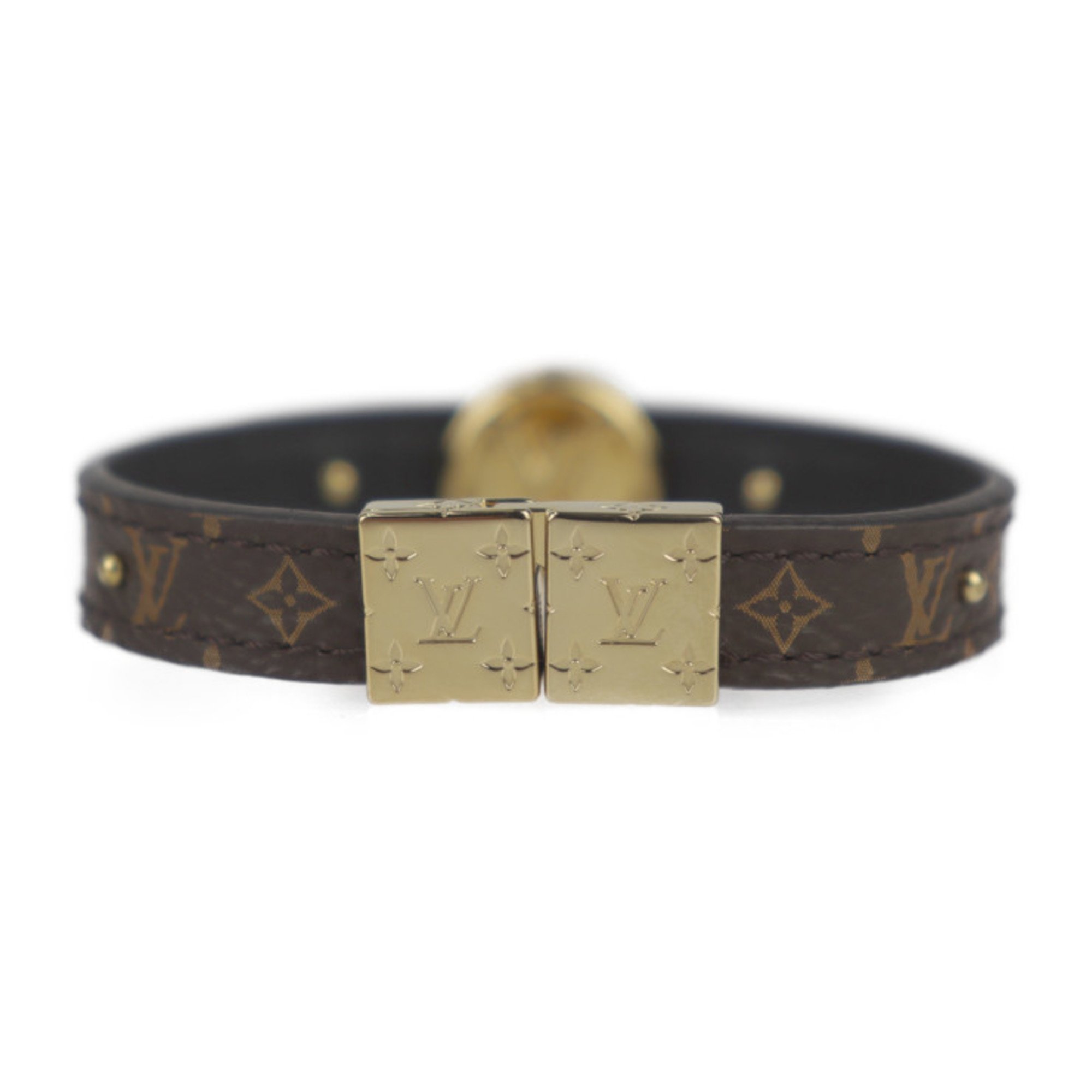 LOUIS VUITTON Louis Vuitton Bracelet LV Circle Reversible M6173F Monogram Canvas Leather Brown Black