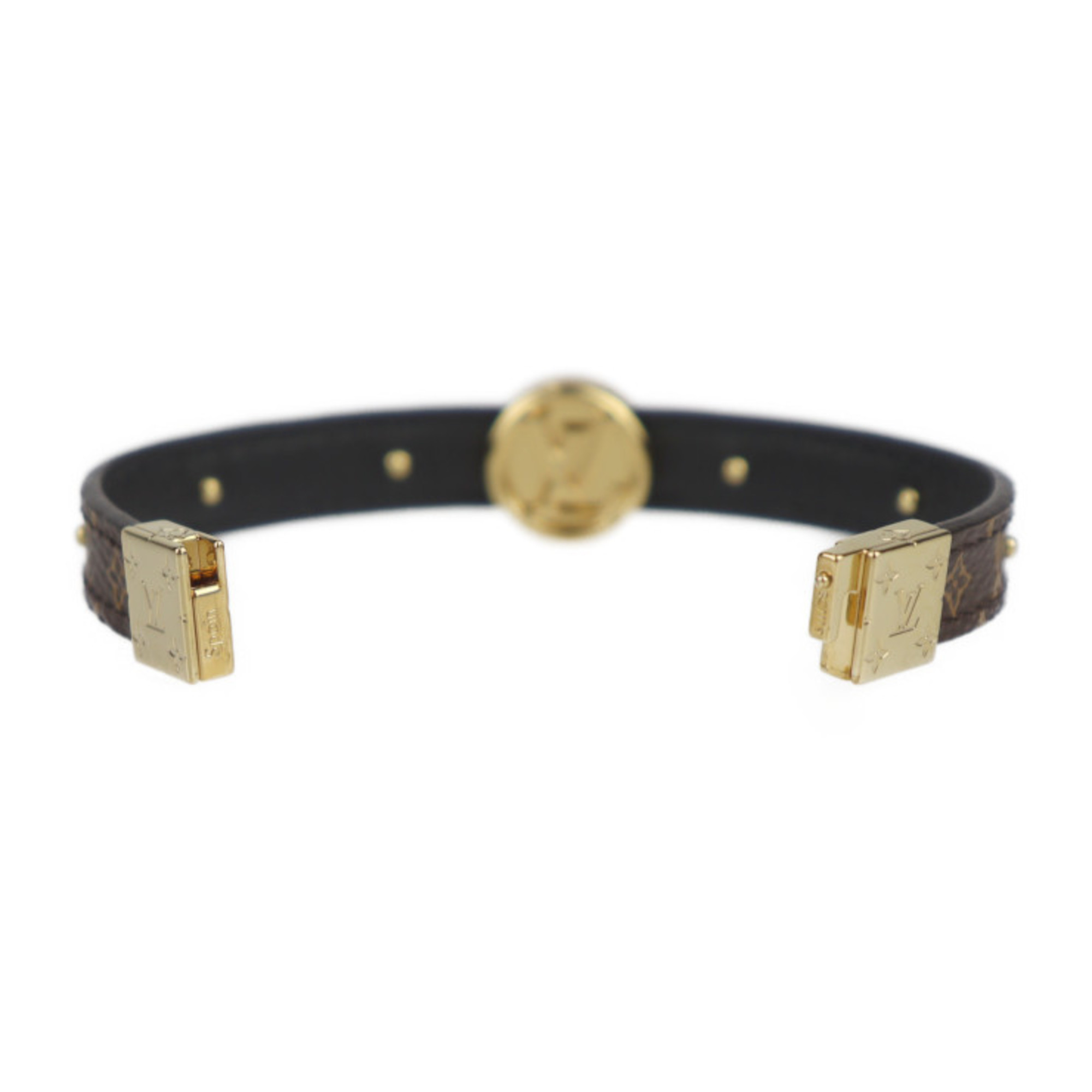 LOUIS VUITTON Louis Vuitton Bracelet LV Circle Reversible M6173F Monogram Canvas Leather Brown Black