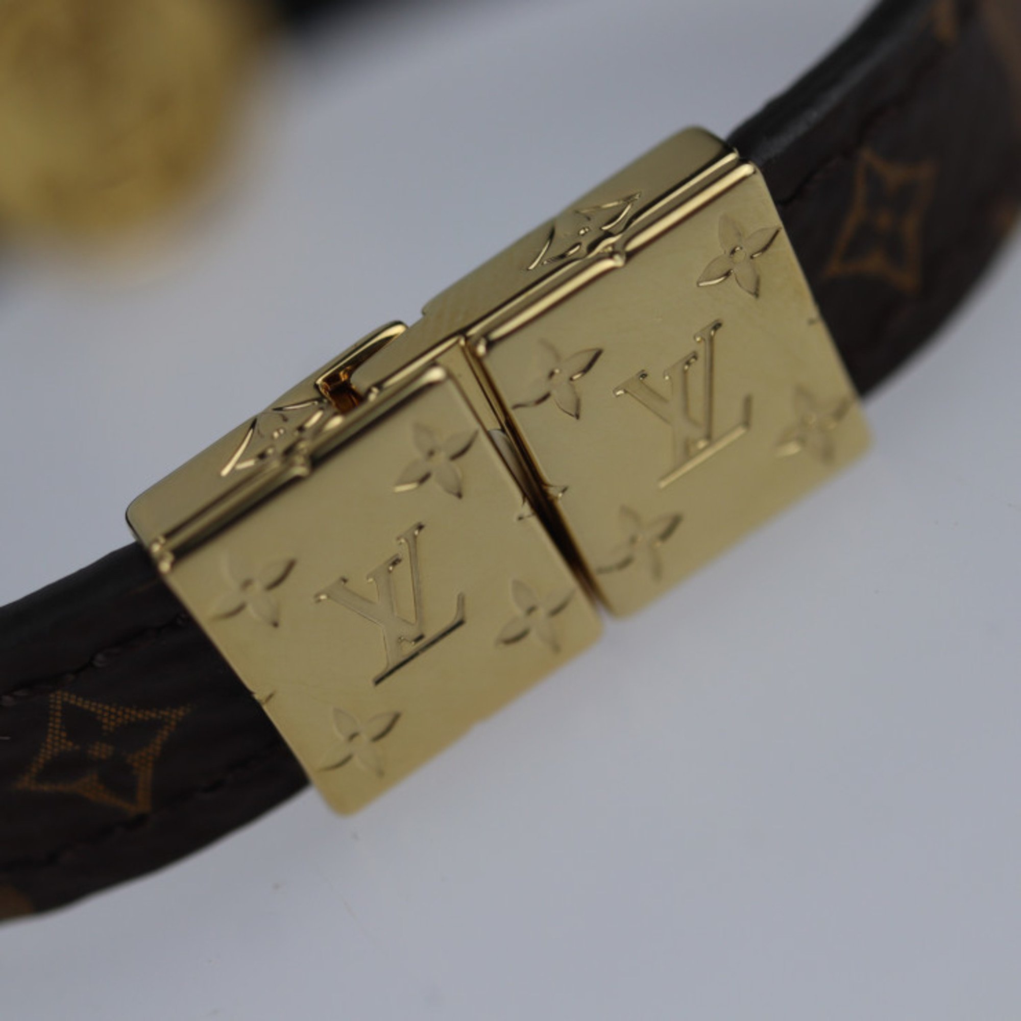 LOUIS VUITTON Louis Vuitton Bracelet LV Circle Reversible M6173F Monogram Canvas Leather Brown Black