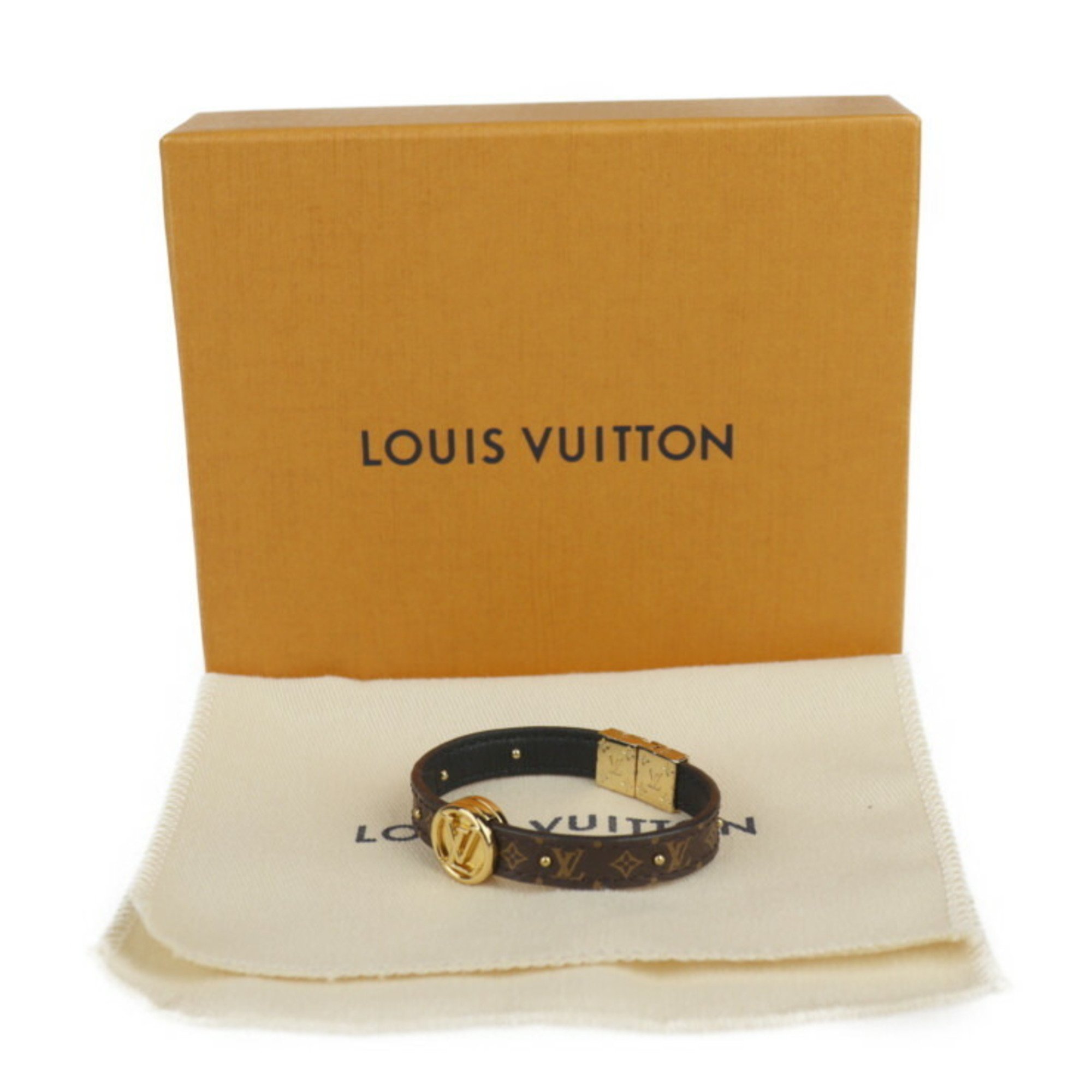 LOUIS VUITTON Louis Vuitton Bracelet LV Circle Reversible M6173F Monogram Canvas Leather Brown Black