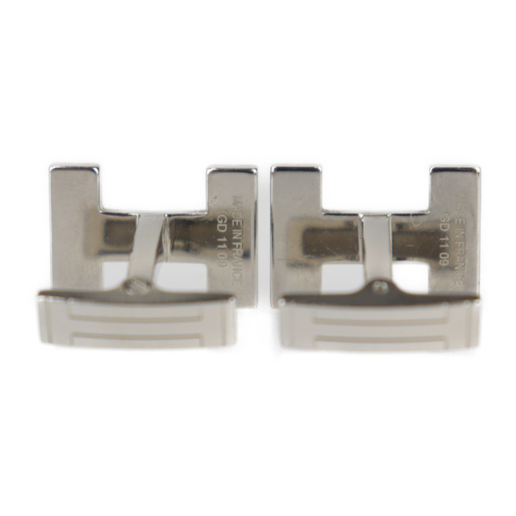 HERMES H au Carré Cufflinks 077189FP Metal Silver Motif