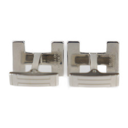 HERMES H au Carré Cufflinks 077189FP Metal Silver Motif