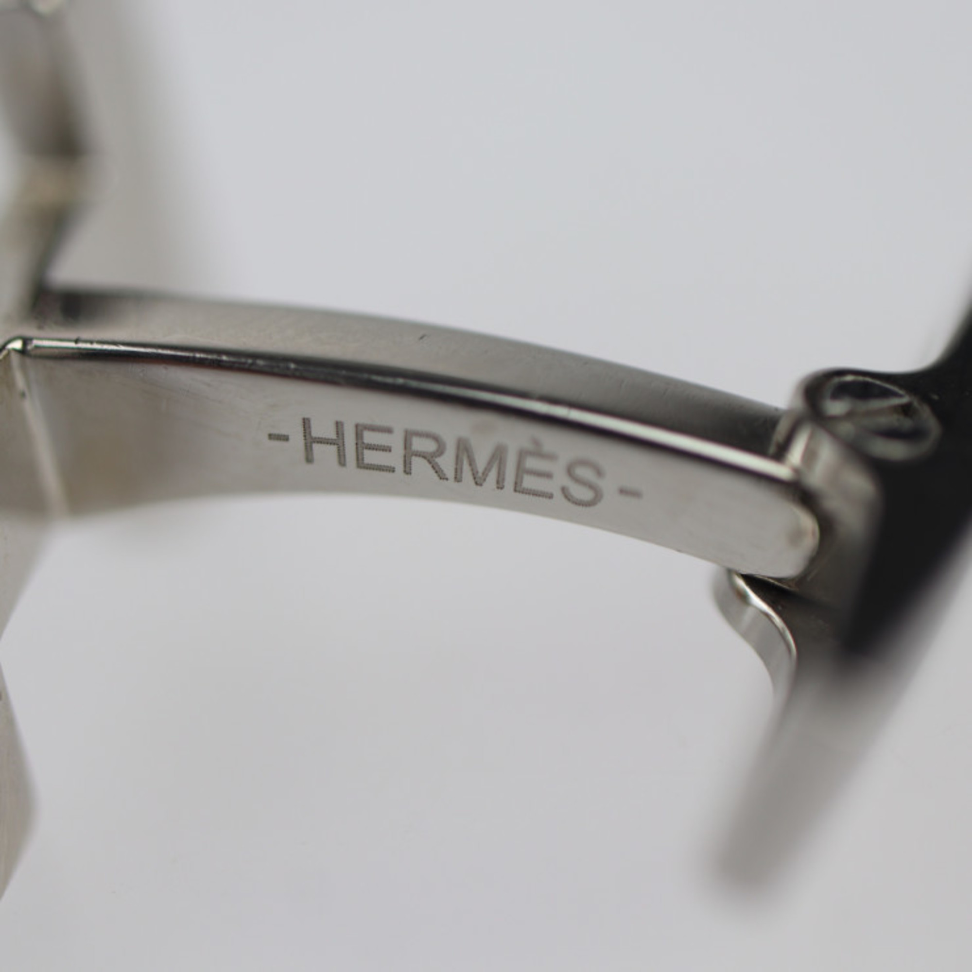 HERMES H au Carré Cufflinks 077189FP Metal Silver Motif