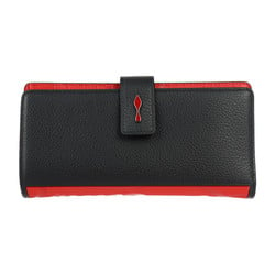 Christian Louboutin PALOMA Long Wallet 3195086 Calf Leather Black Red Bi-fold Round