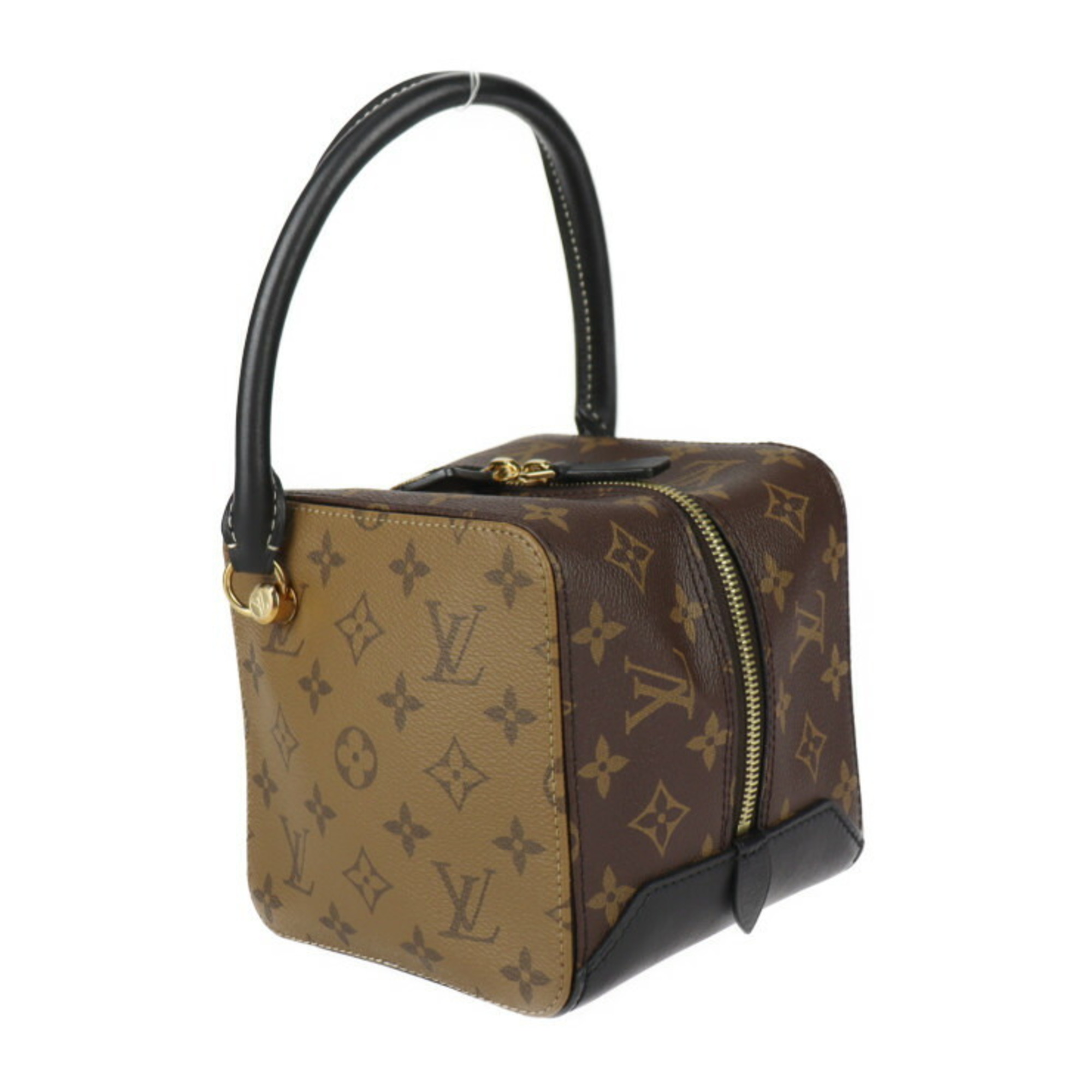 LOUIS VUITTON Louis Vuitton Square Bag Monogram Reverse Handbag M43589 Leather Brown Black Shoulder