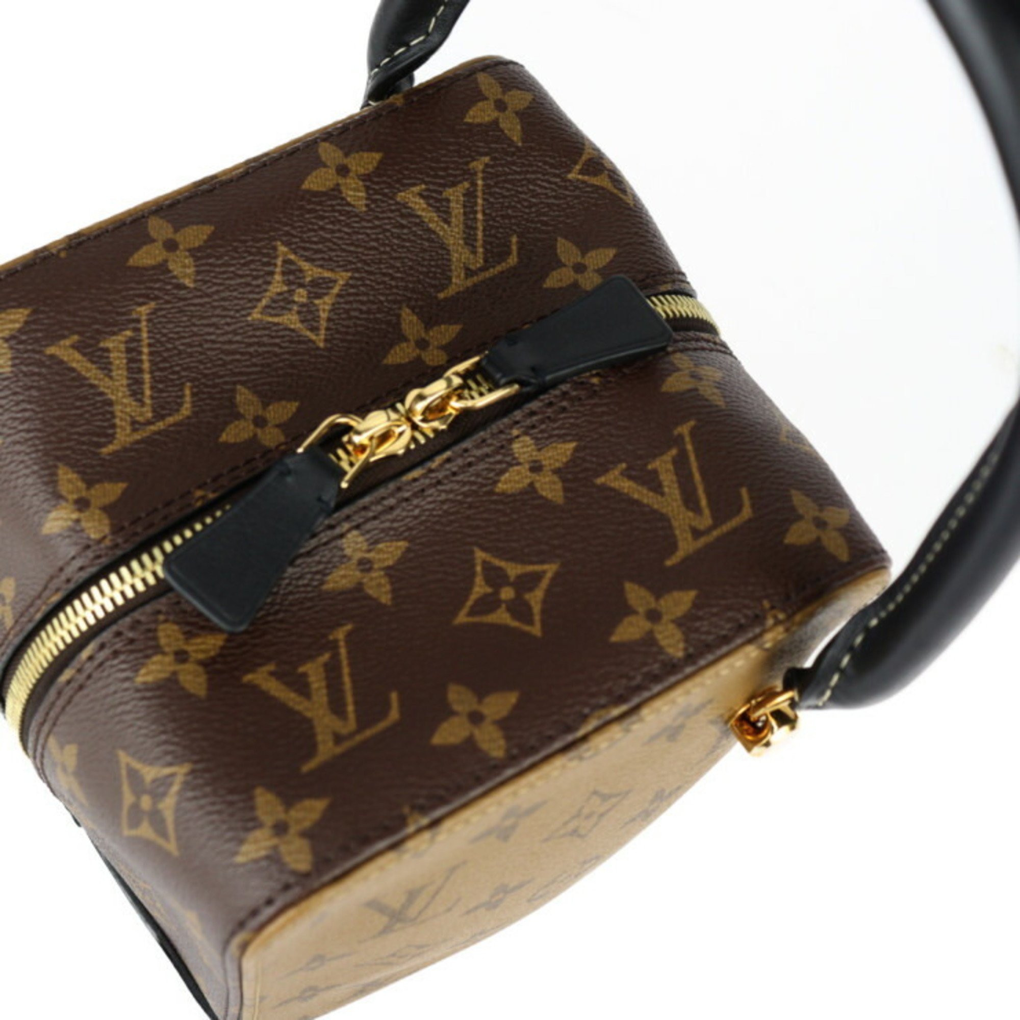 LOUIS VUITTON Louis Vuitton Square Bag Monogram Reverse Handbag M43589 Leather Brown Black Shoulder