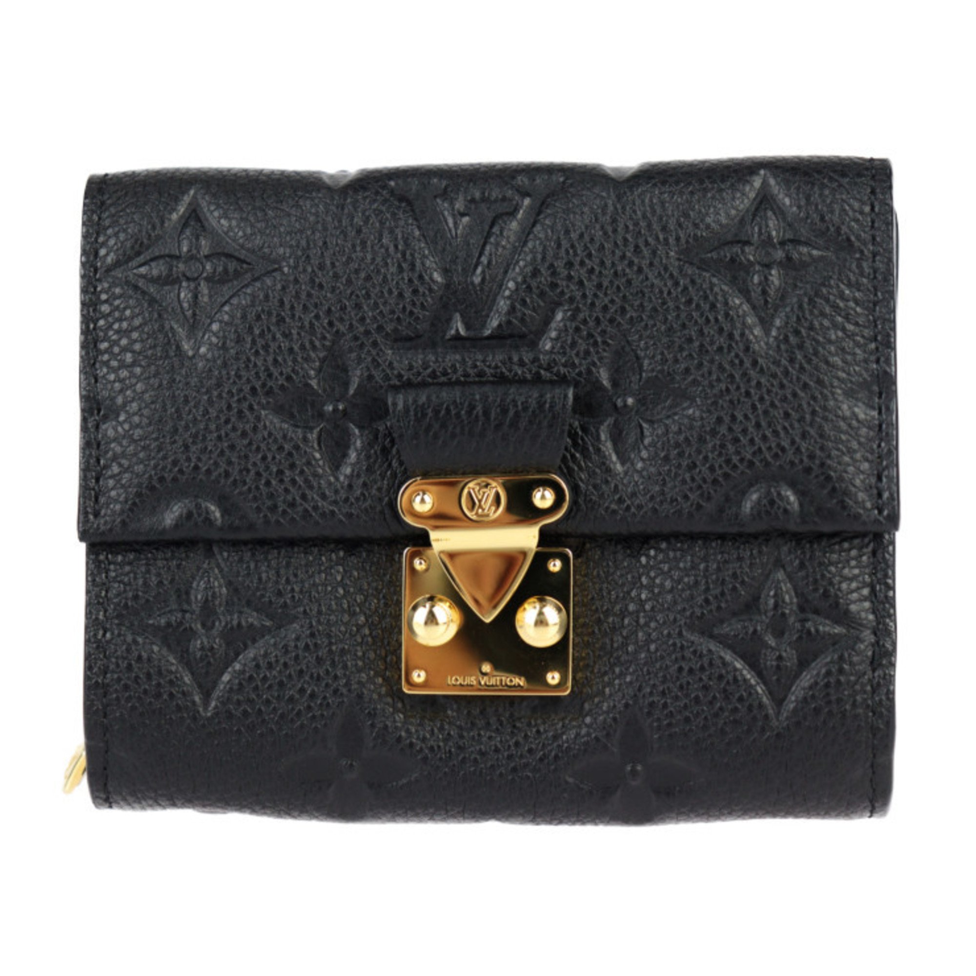 LOUIS VUITTON Louis Vuitton Portefeuille Metis Compact Monogram Empreinte Tri-fold Wallet M80880 Leather Black Round Zip