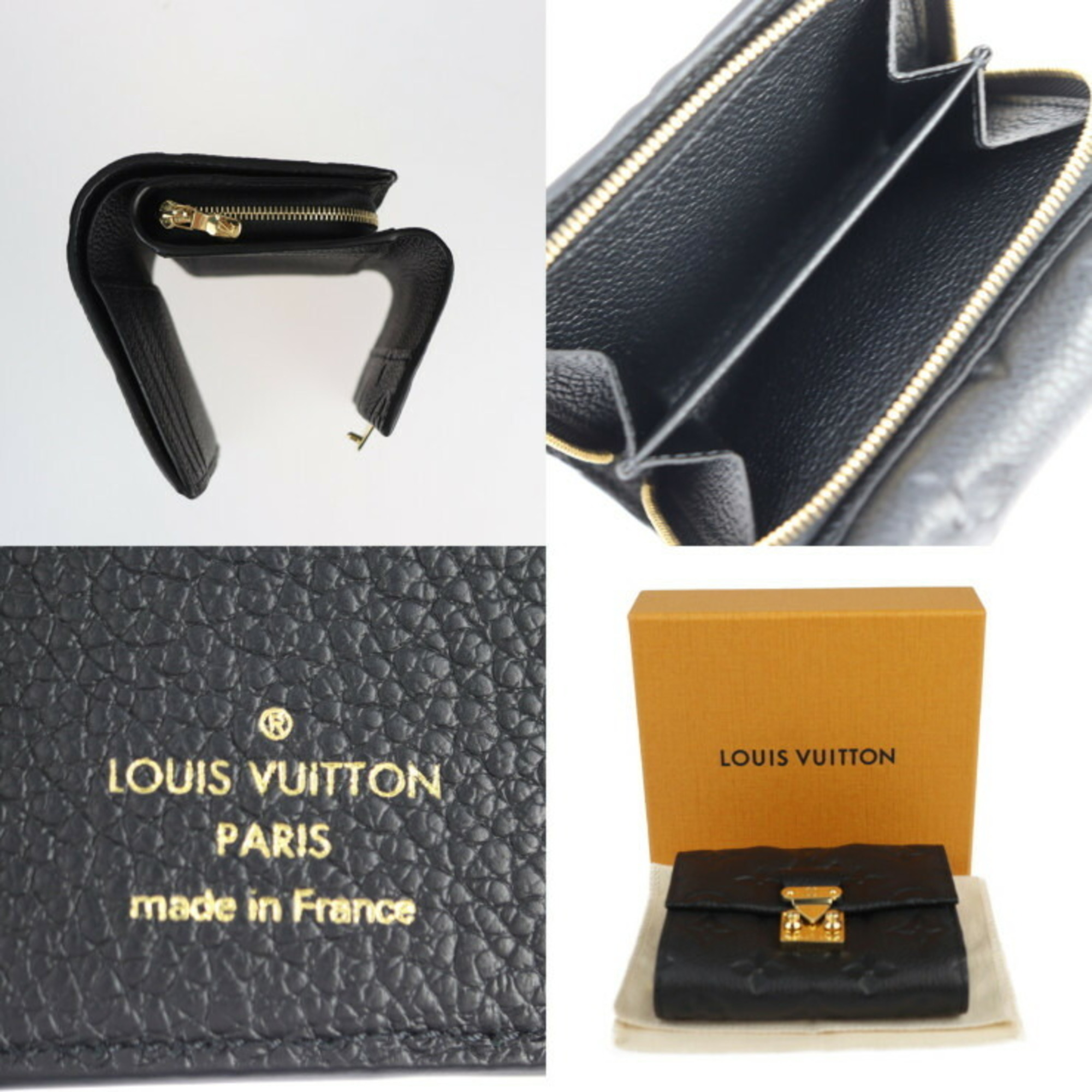 LOUIS VUITTON Louis Vuitton Portefeuille Metis Compact Monogram Empreinte Tri-fold Wallet M80880 Leather Black Round Zip