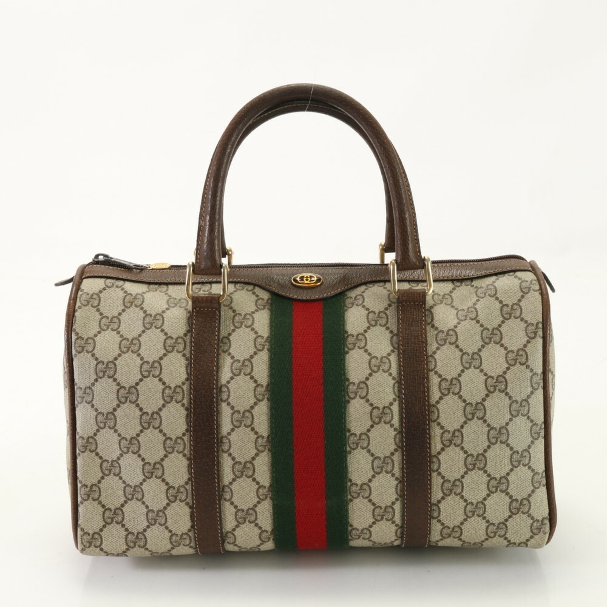 Gucci GG Supreme Sherry Line Boston Leather Handbag Tote Women's EEM AN5-7