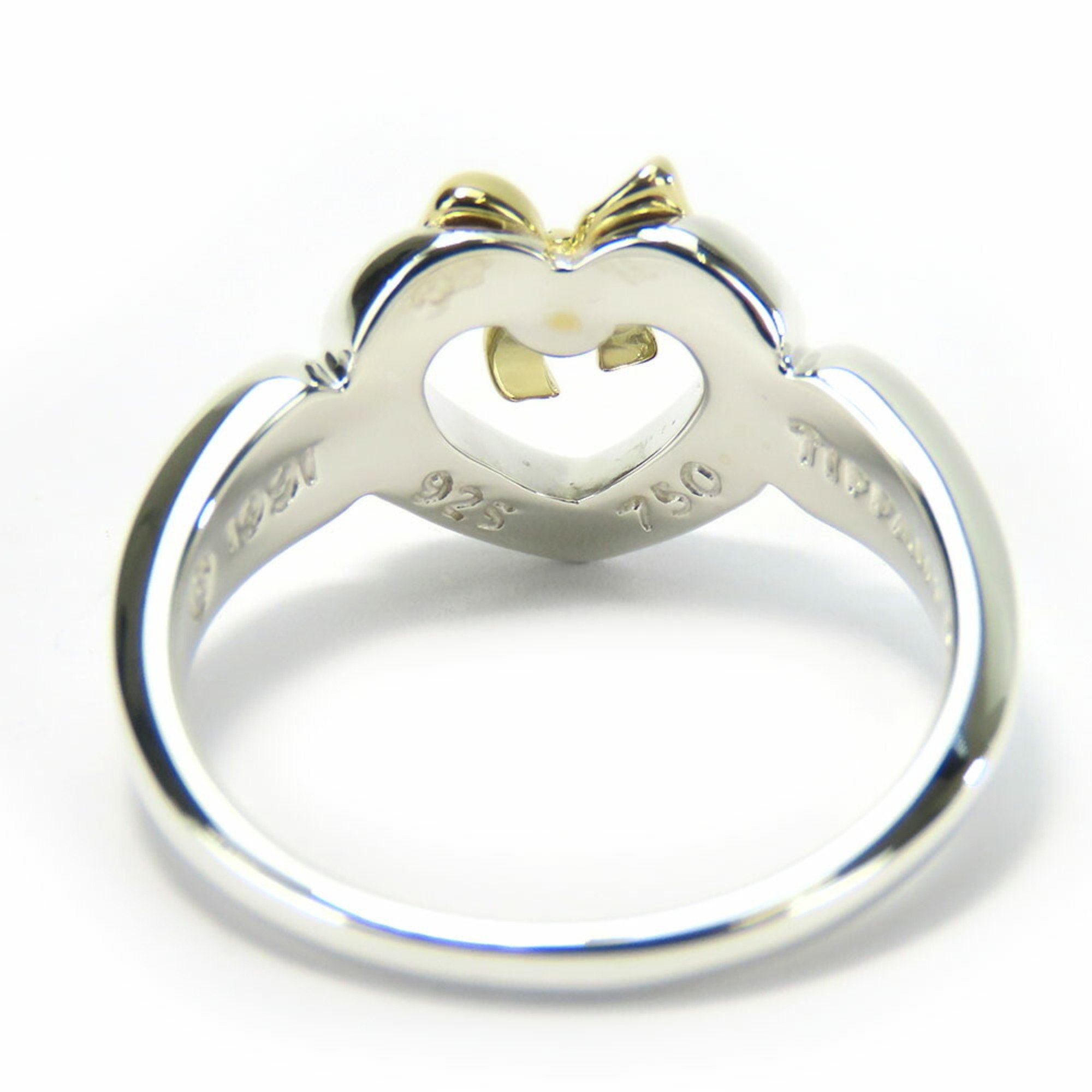 Tiffany & Co. Ring Heart Ribbon Silver 925 K18YG Approx. g #11.5 Combination Women's TIFFANY