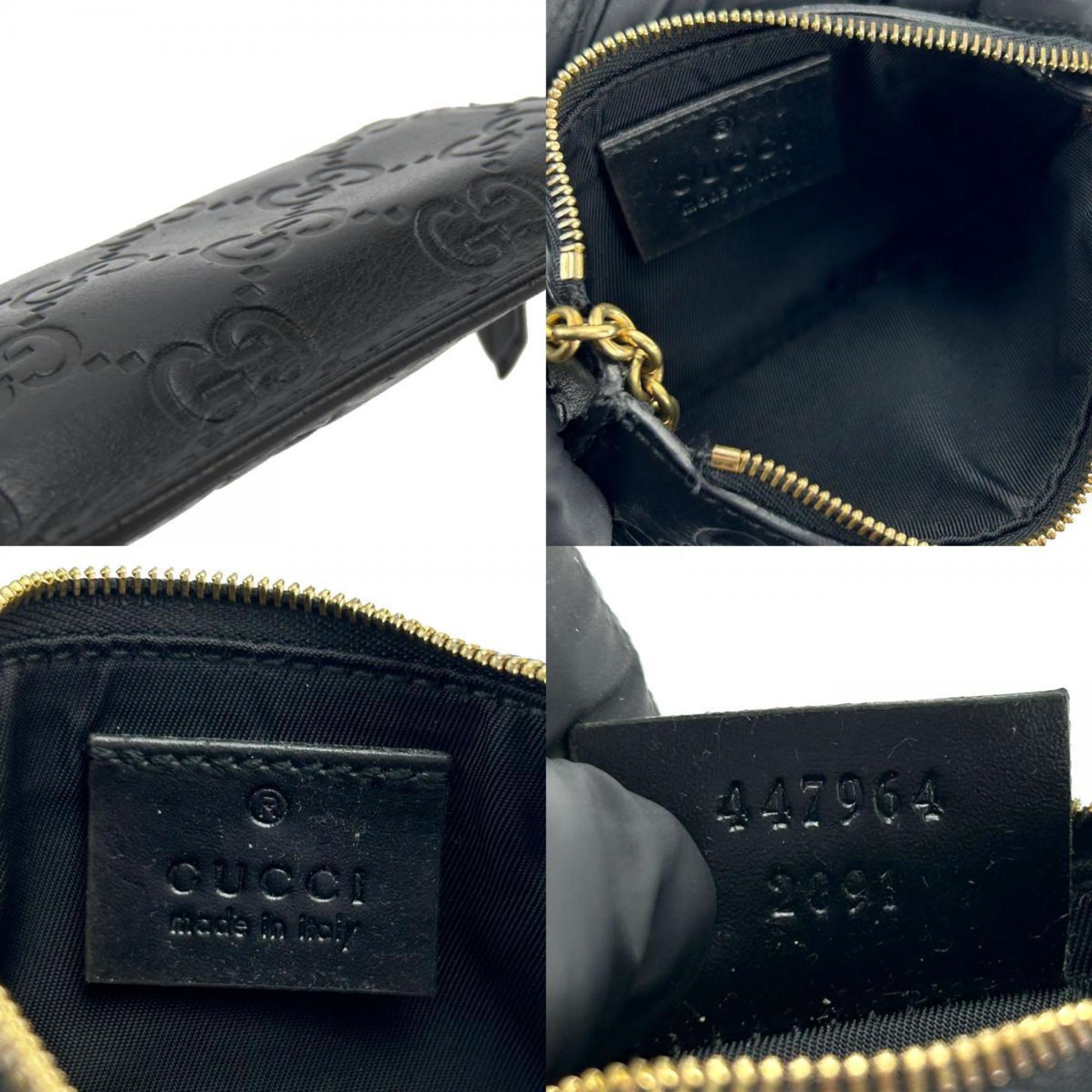 Gucci Wallet/Coin Case 447964 Shima Leather Black Key Women's Men's GUCCI