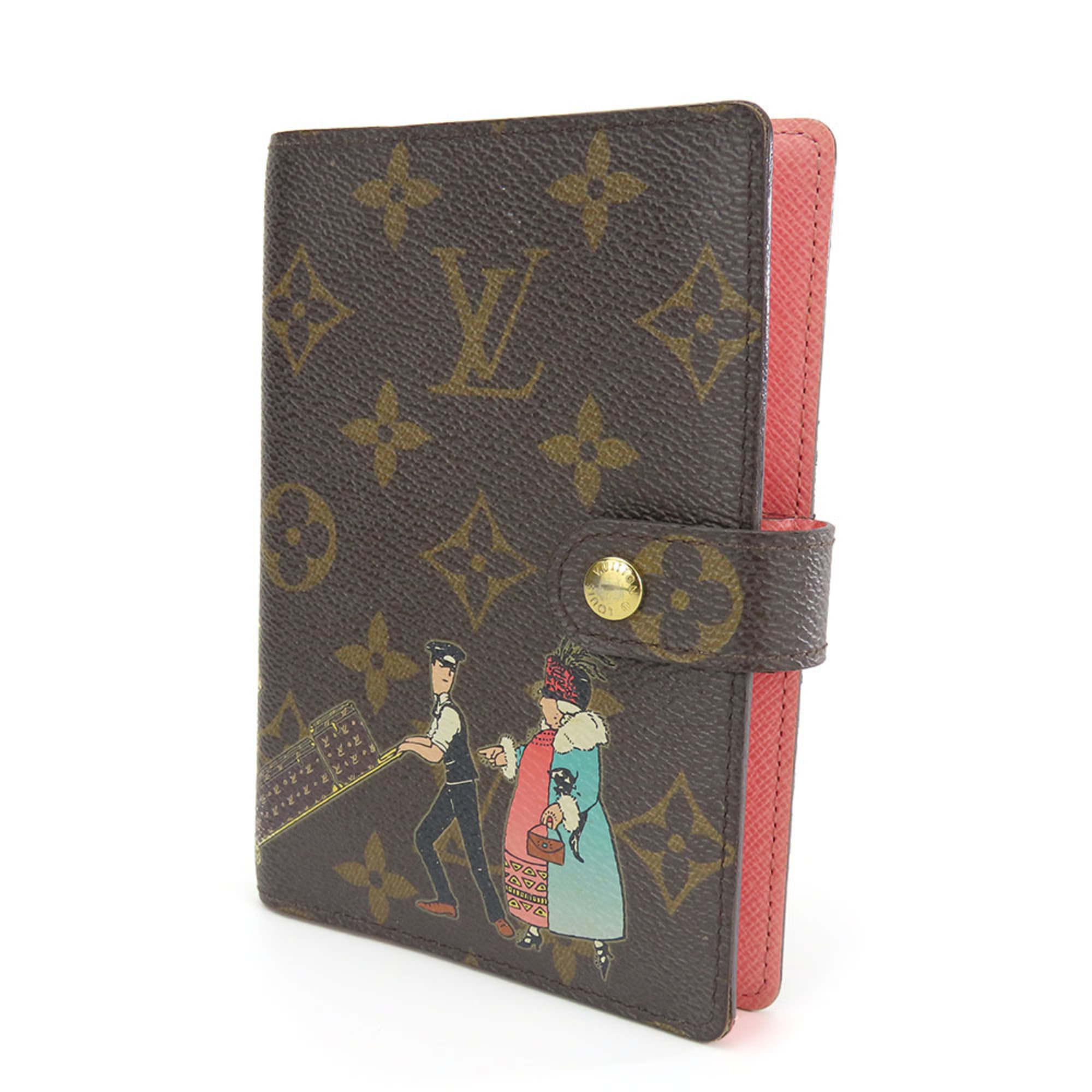 Louis Vuitton Illustre Agenda PM R21127 Monogram Brown Pink 6-hole Notebook Cover for Women LOUIS VUITTON