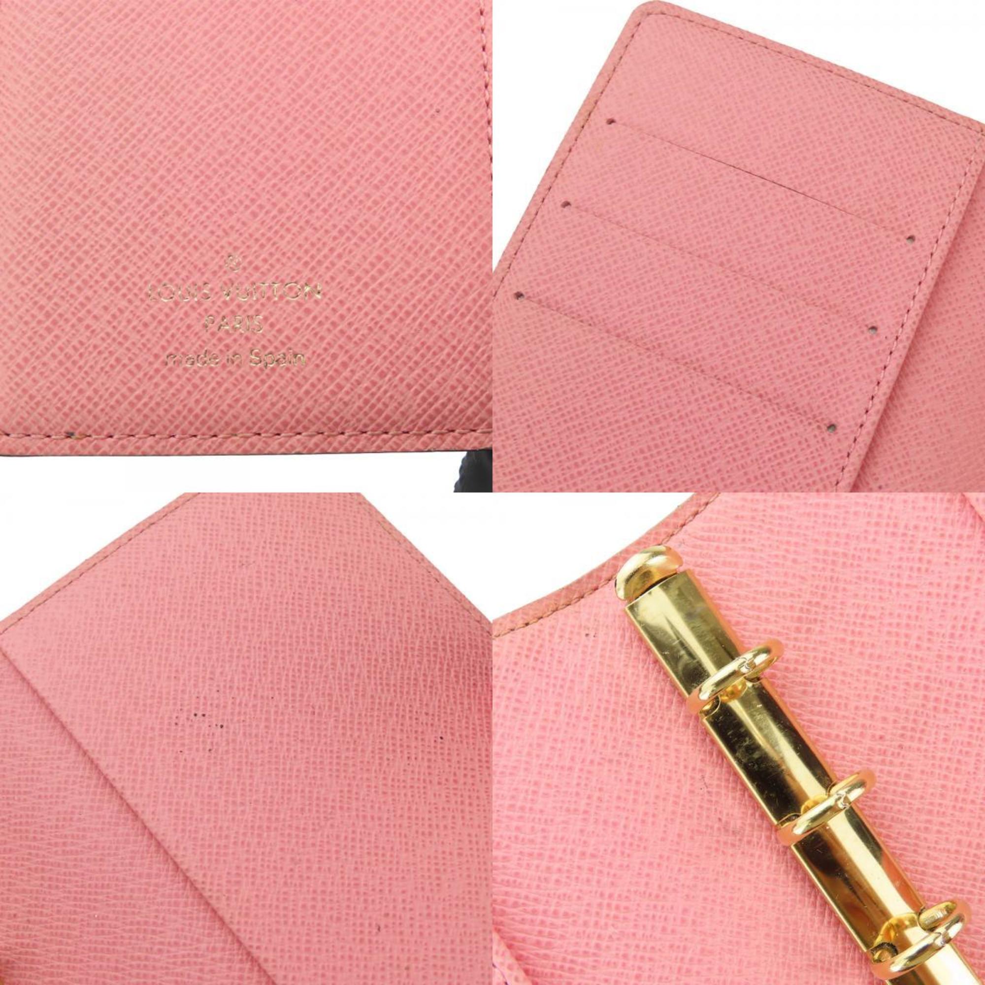 Louis Vuitton Illustre Agenda PM R21127 Monogram Brown Pink 6-hole Notebook Cover for Women LOUIS VUITTON