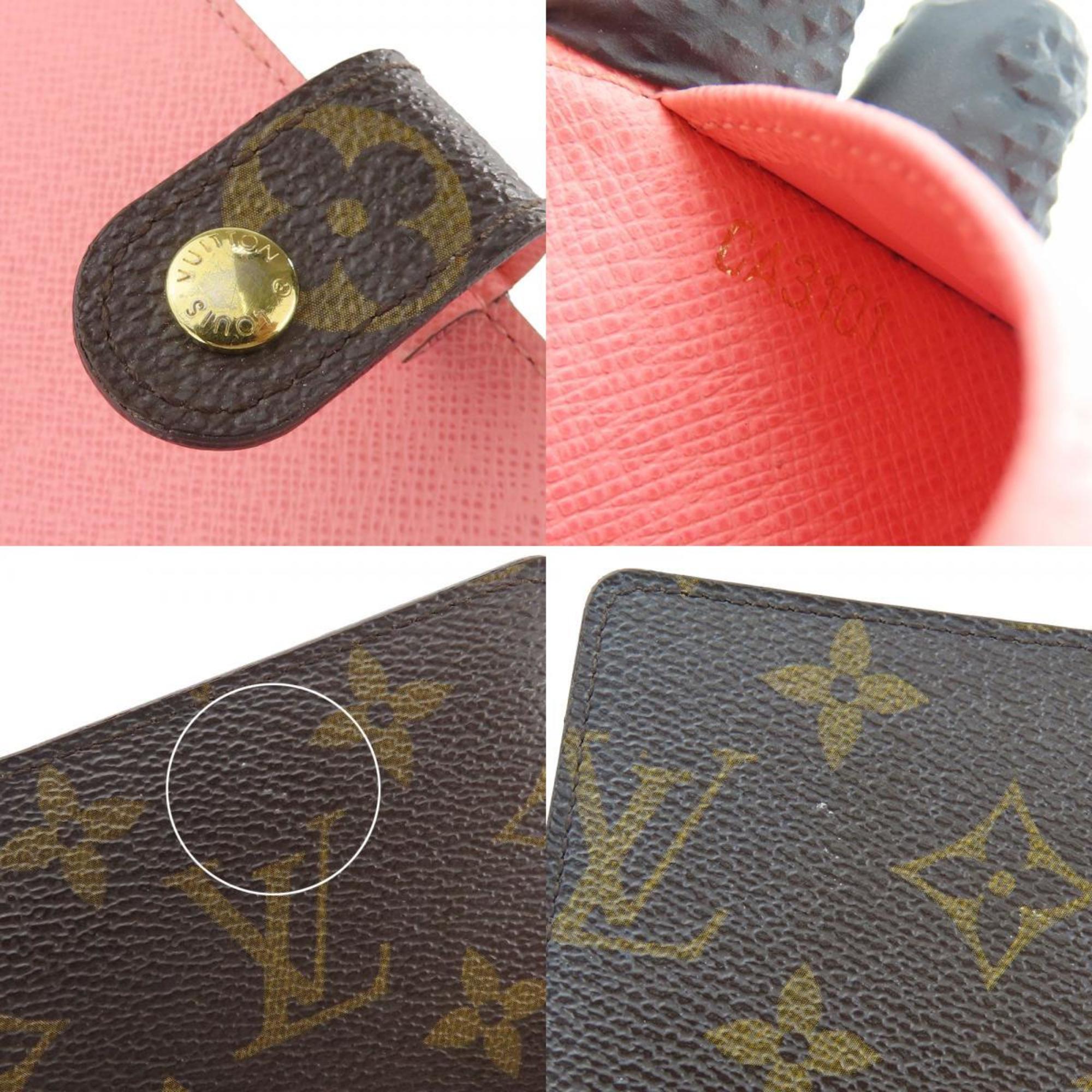 Louis Vuitton Illustre Agenda PM R21127 Monogram Brown Pink 6-hole Notebook Cover for Women LOUIS VUITTON