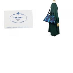 Prada Handbag Canapa B2642B Canvas Royal Blue Camouflage Shoulder Bag for Women PRADA