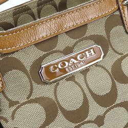 Coach Tote Bag F15146 Canvas Leather Beige Caramel Women's COACH