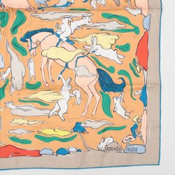 Hermes Carre 90 MILLE ET UN LAPINS A Thousand and One Rabbits Scarf 100% Silk Horse Stole Women's EEE AN16-6