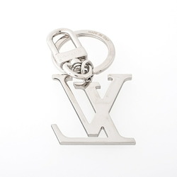 Louis Vuitton LOUIS VUITTON Porte Cle LV Damier Distorted Key Ring Holder MP2918 Metal Silver/Black B-156220