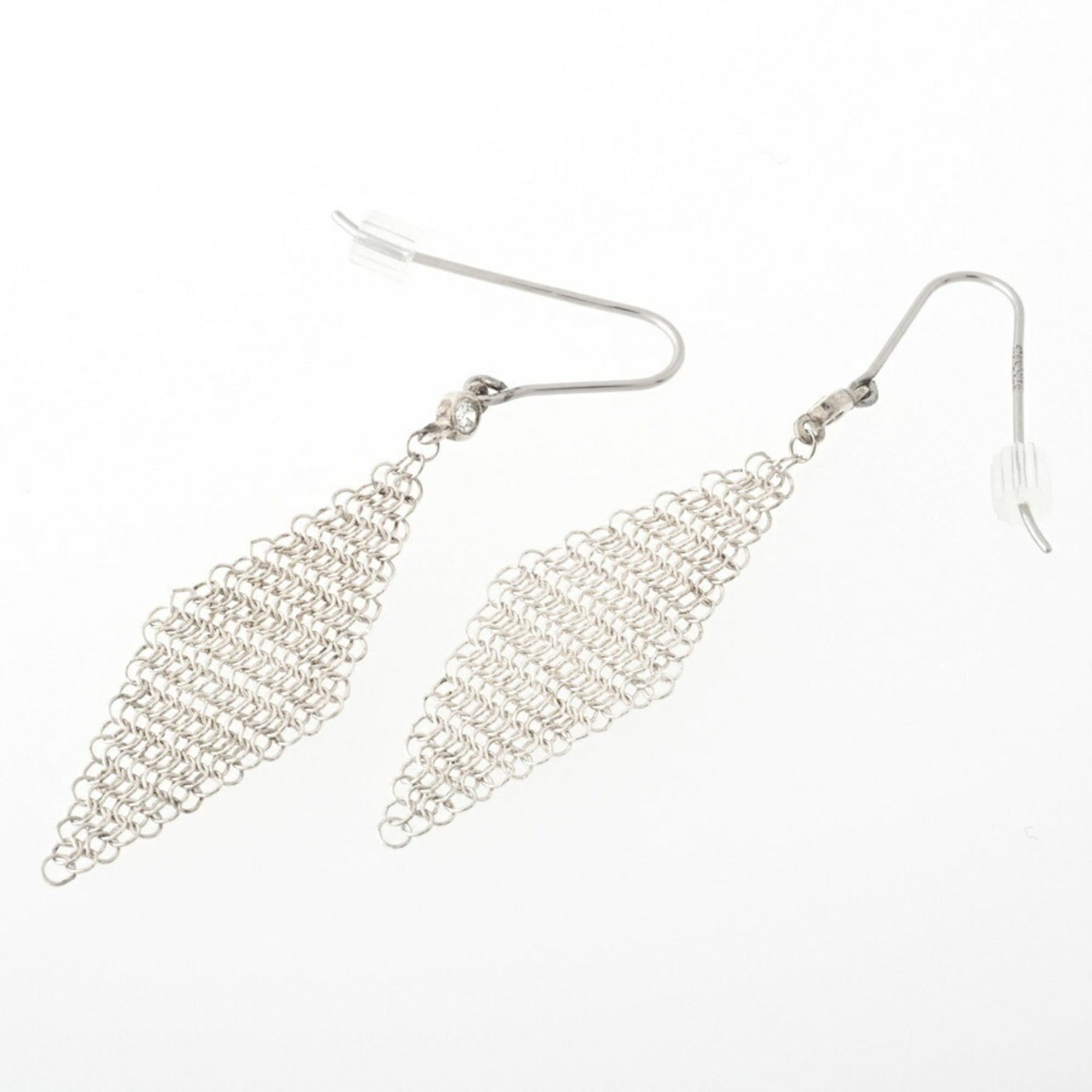 Tiffany & Co. Elsa Peretti Mesh Earrings, Sterling Silver/Ag925, Diamond, 2P, 60132417, S-156087