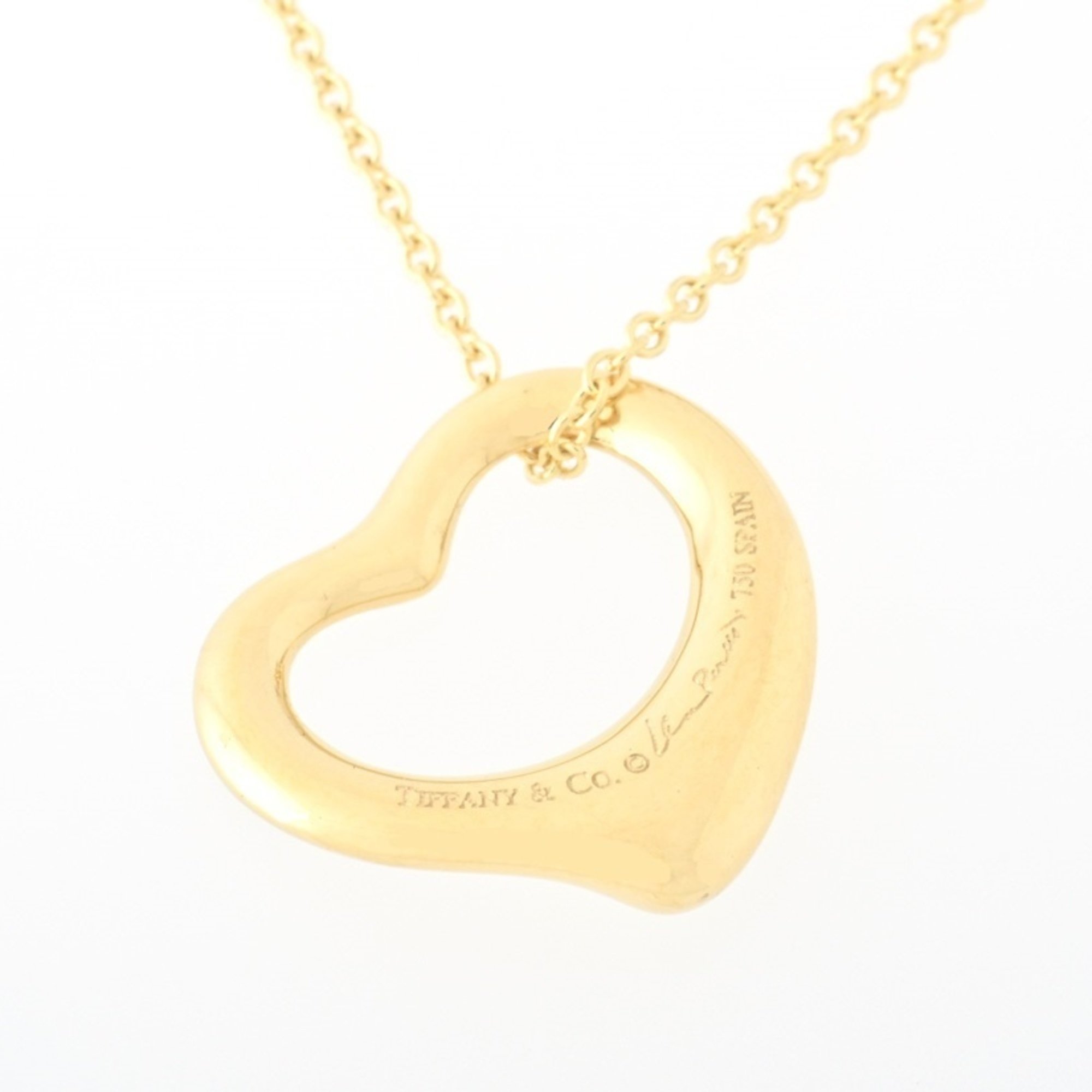 Tiffany & Co. Elsa Peretti Heart Pendant Necklace 16mm K18YG Yellow Diamond 5P 40.5cm 60018418 L-156072