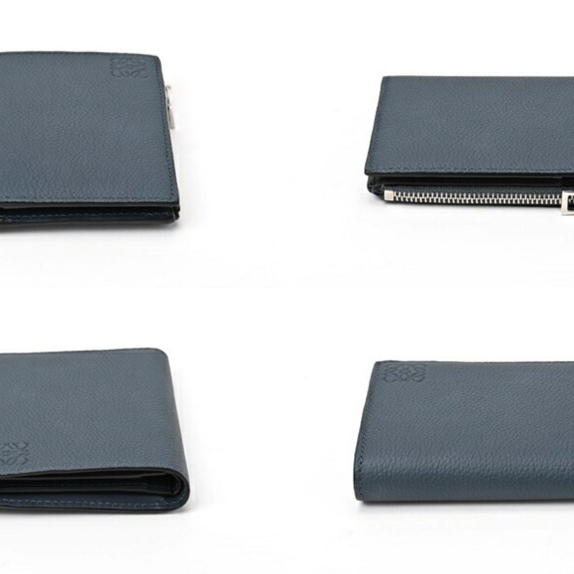 LOEWE Compact Wallet Bi-fold C660W73X01 Blue Gray S-156273