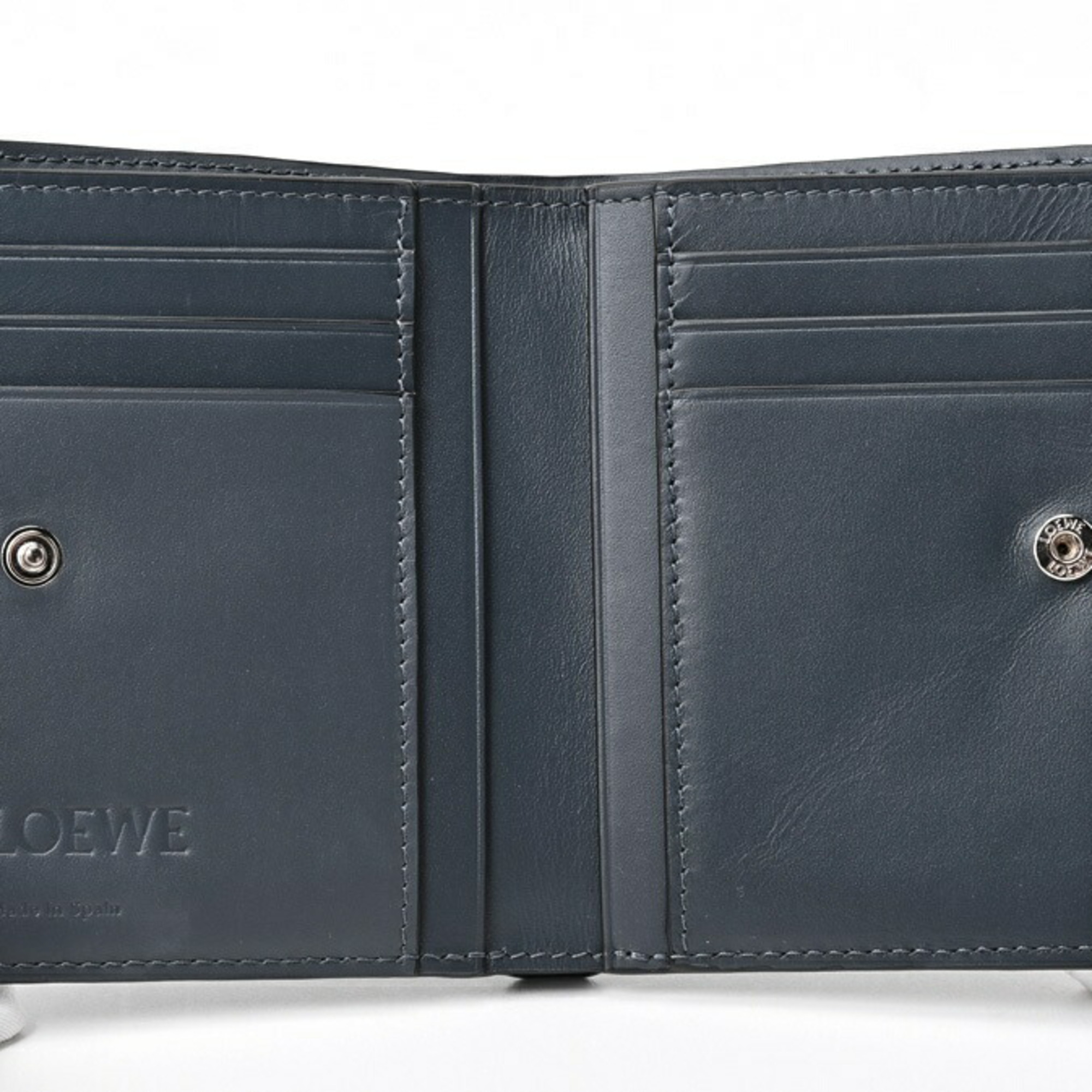 LOEWE Compact Wallet Bi-fold C660W73X01 Blue Gray S-156273