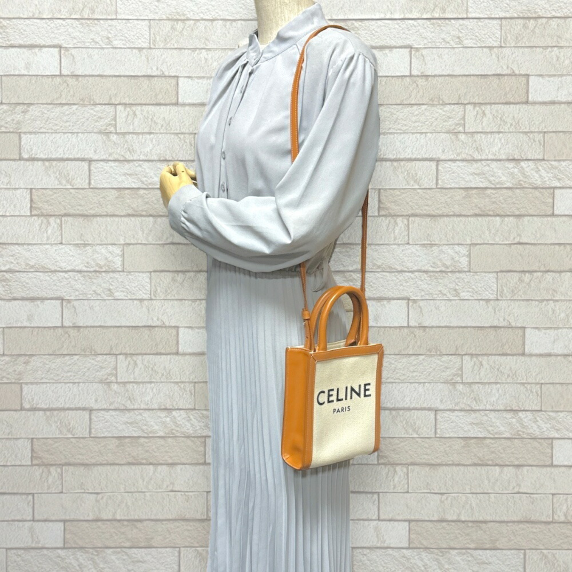 Celine Vertical Cabas Shoulder Bag Cotton Canvas 193302BNZ.02NT White Women's CELINE 2way