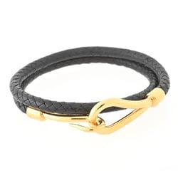 Hermes Jumbo H Leather Bracelet Black/Gold S-155990