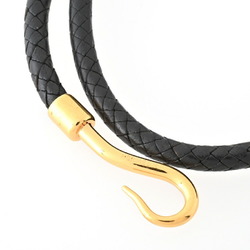 Hermes Jumbo H Leather Bracelet Black/Gold S-155990