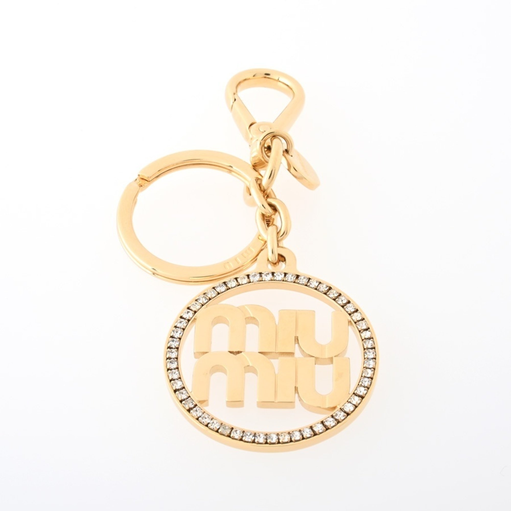 Miu MIU Key Ring Holder 5PM027 Metal/Rhinestone S-155983