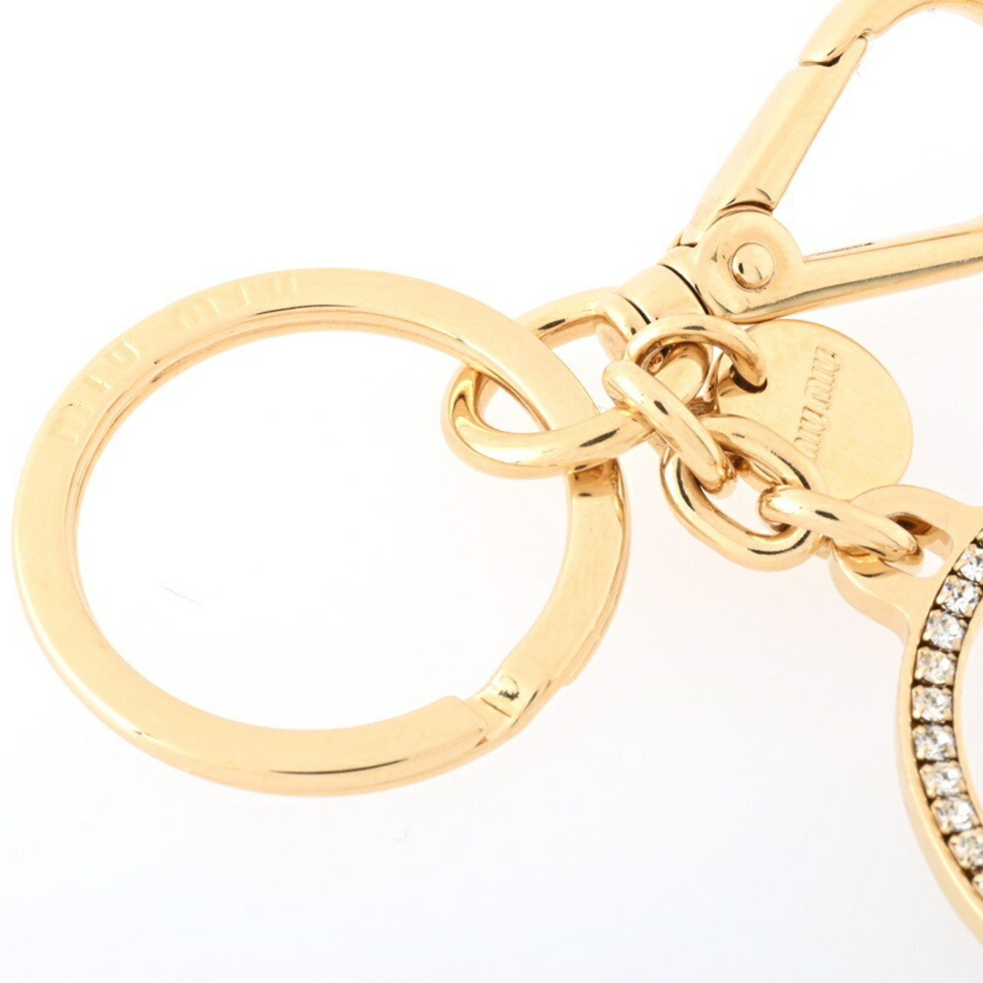 Miu MIU Key Ring Holder 5PM027 Metal/Rhinestone S-155983