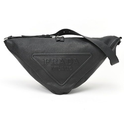 PRADA Triangle Vitello Dino Leather Bag 2VY007 Black S-156230