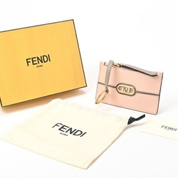 FENDI Coin Card Case Holder 7AS135 Leather Pink Beige S-156148