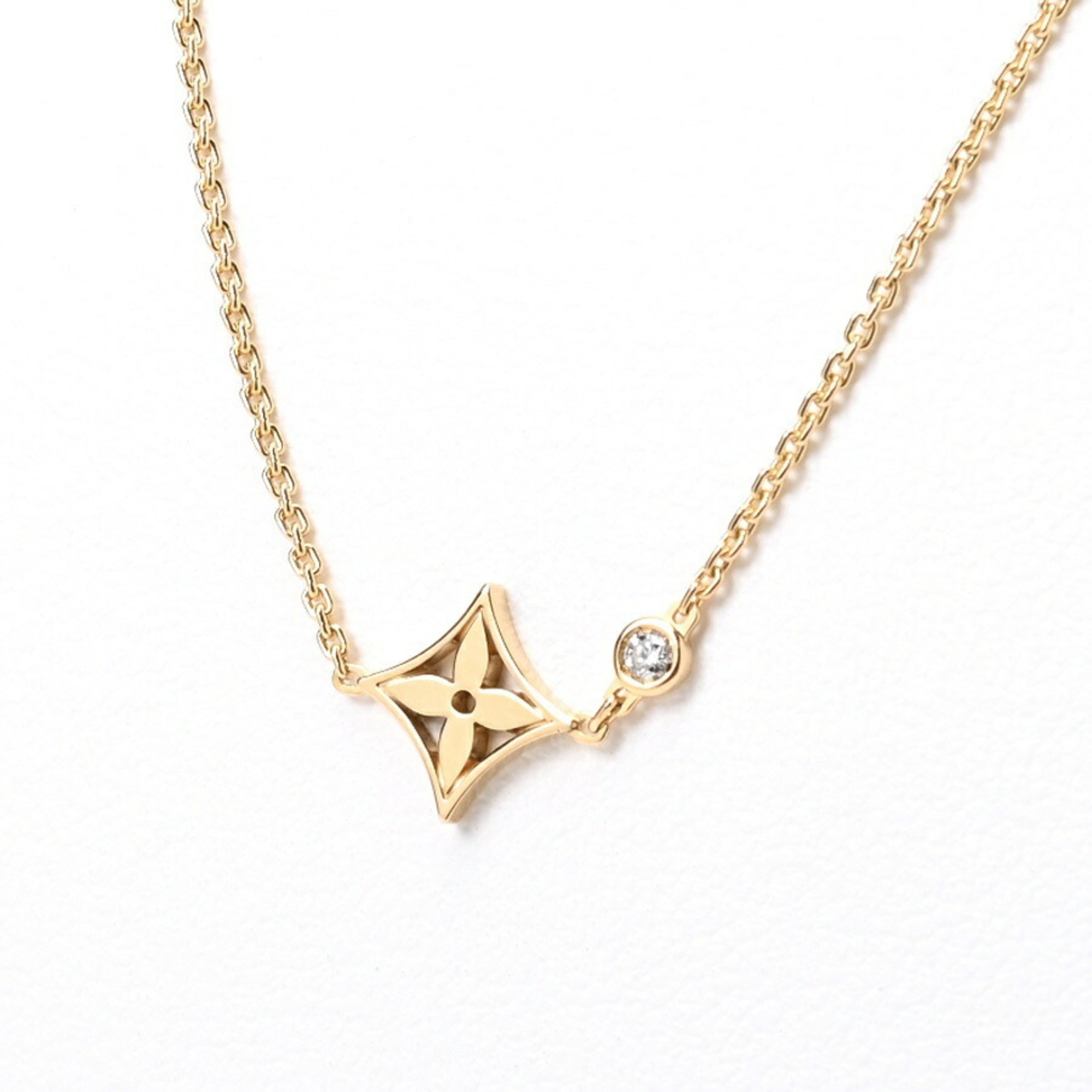 Louis Vuitton LOUIS VUITTON Pendant Monogram Idylle Neck Q93280 K18YG Diamond 1P 40cm E-156086