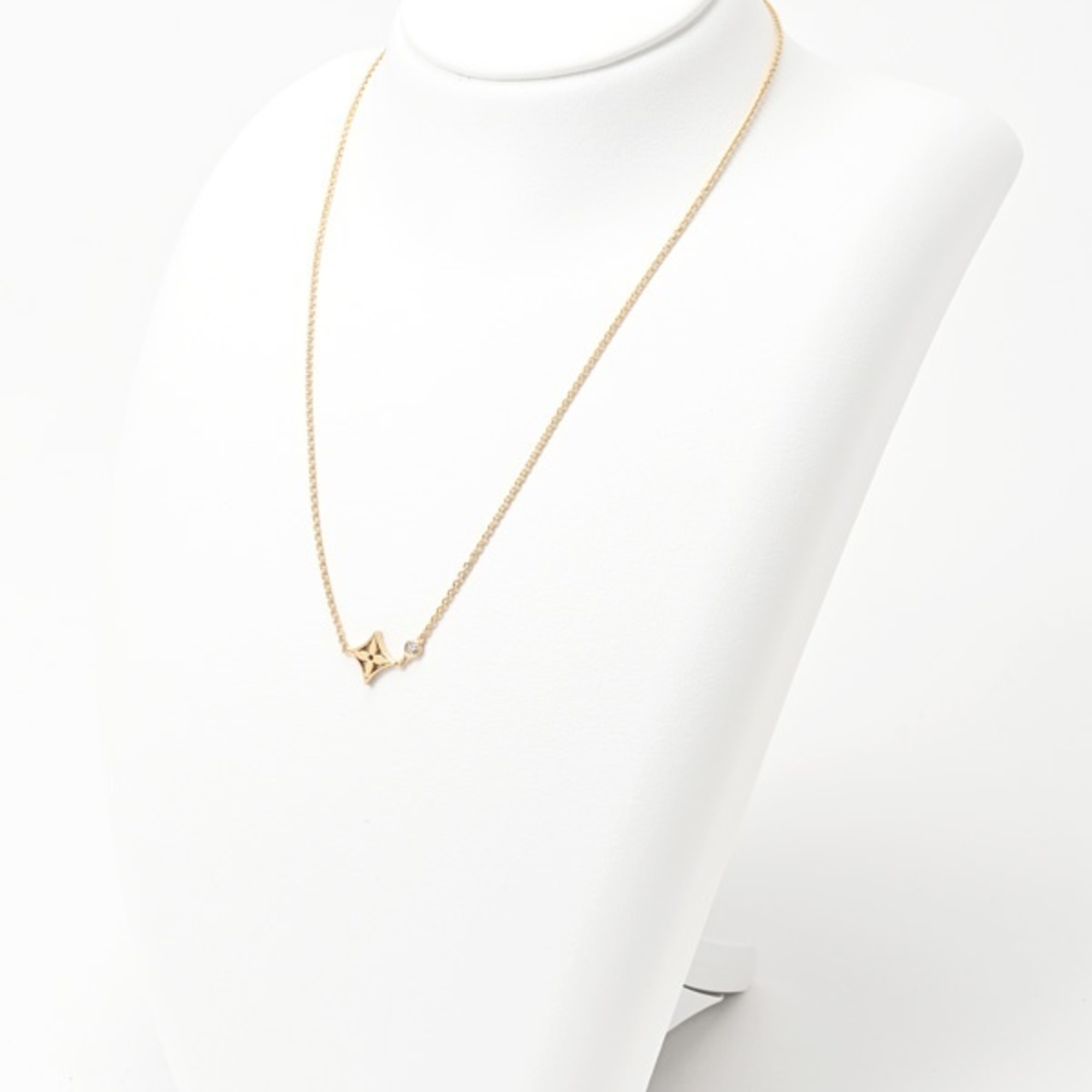 Louis Vuitton LOUIS VUITTON Pendant Monogram Idylle Neck Q93280 K18YG Diamond 1P 40cm E-156086