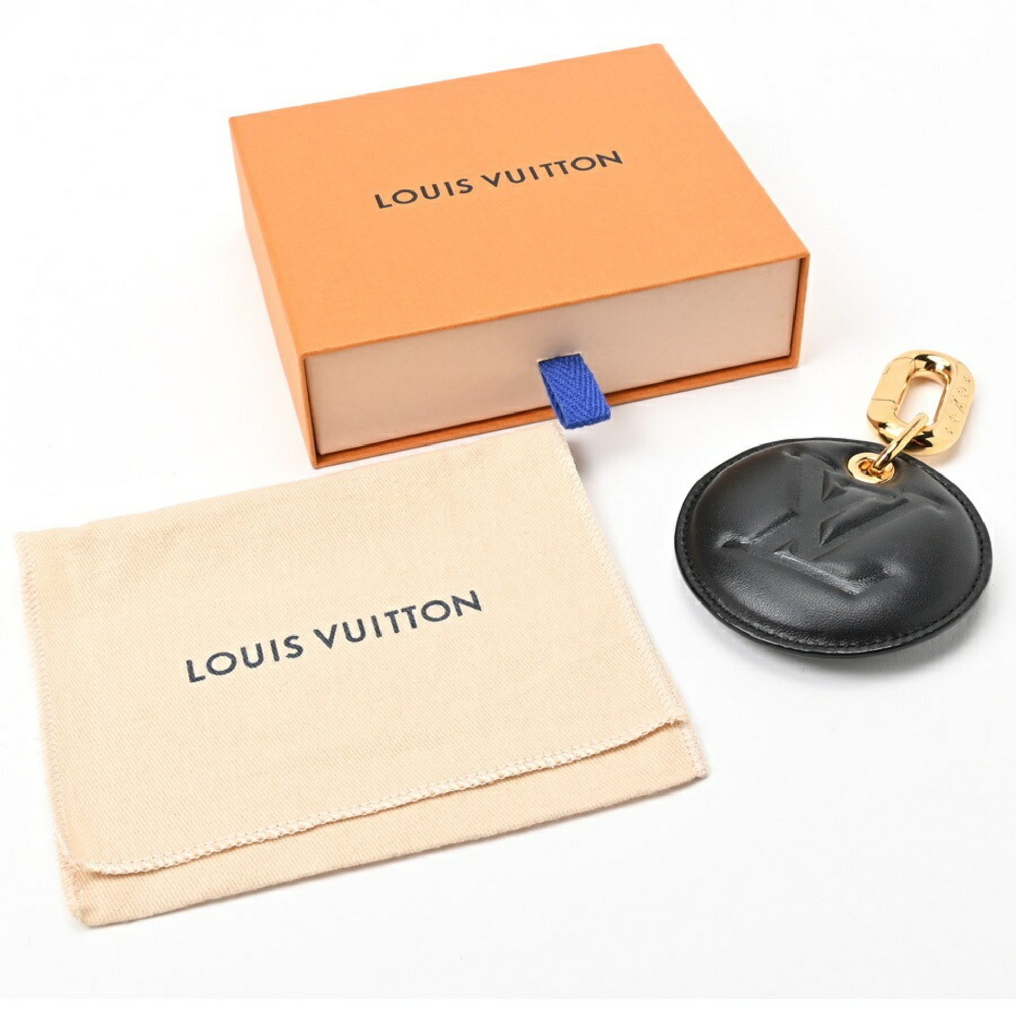 Louis Vuitton Bijoux Sac Coussin Illustre Monogram Keychain Charm M00821 Leather Black/Gold S-156034