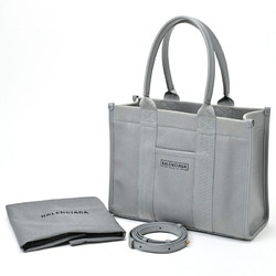 BALENCIAGA Hardware Small Tote Bag 671402 Cotton Canvas/Leather Grey S-156282