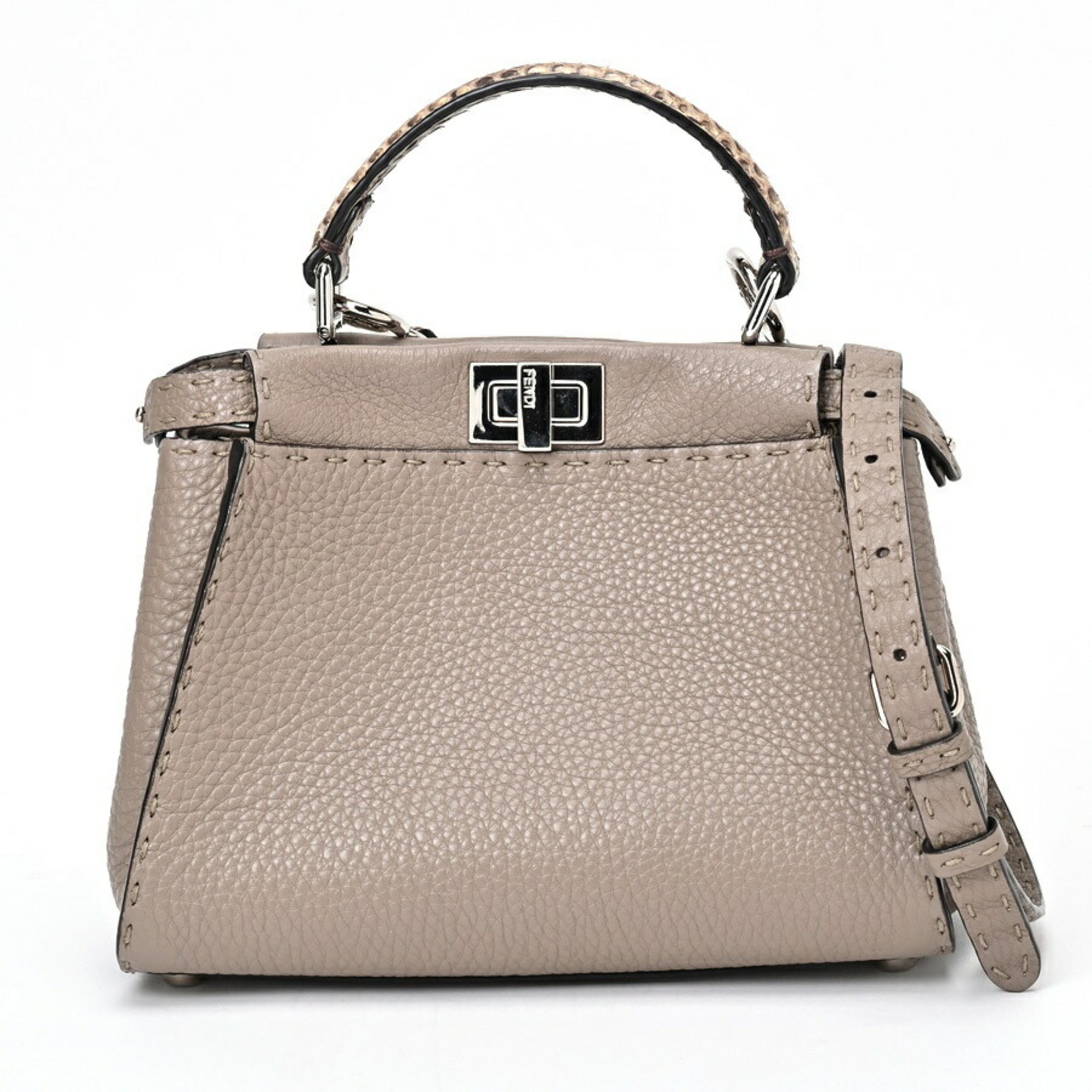 FENDI Peekaboo Small Selleria Bag 8BN244N8KF04YB Dove Gray (Greige) S-156232