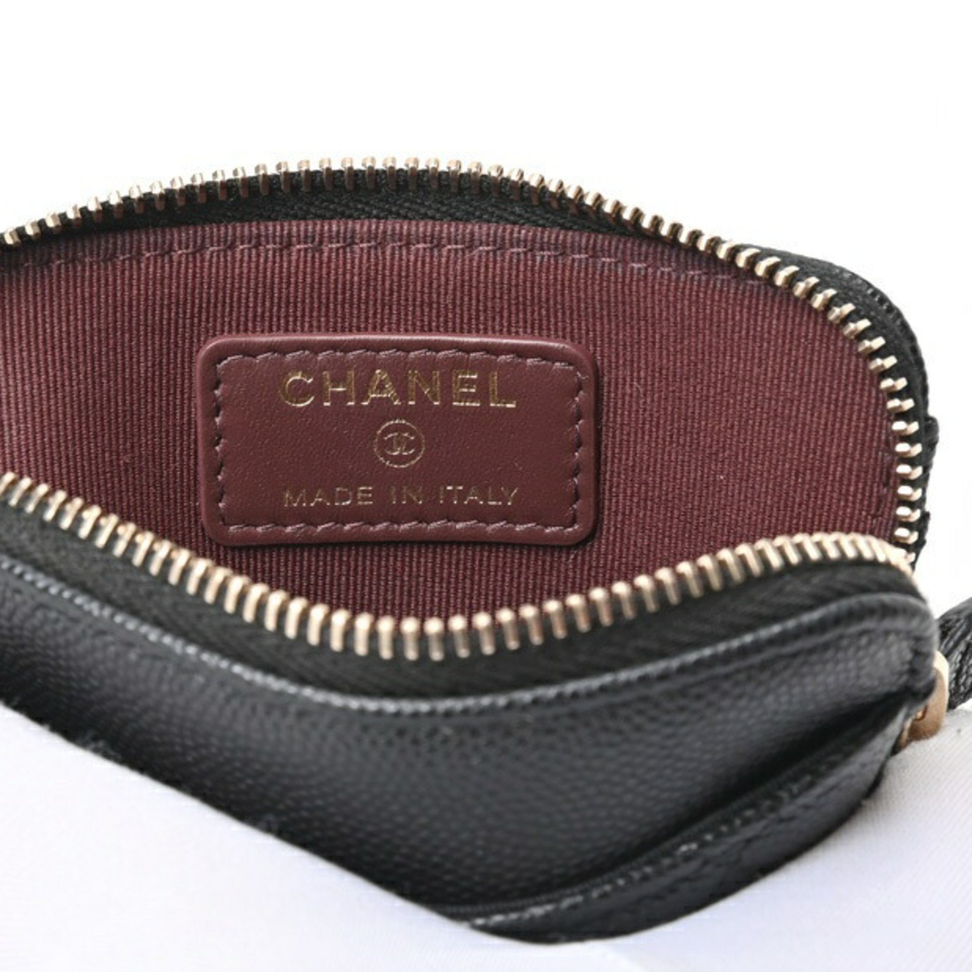 CHANEL Matelasse Coin Card Case AP2061 Caviar Skin Black S-156228