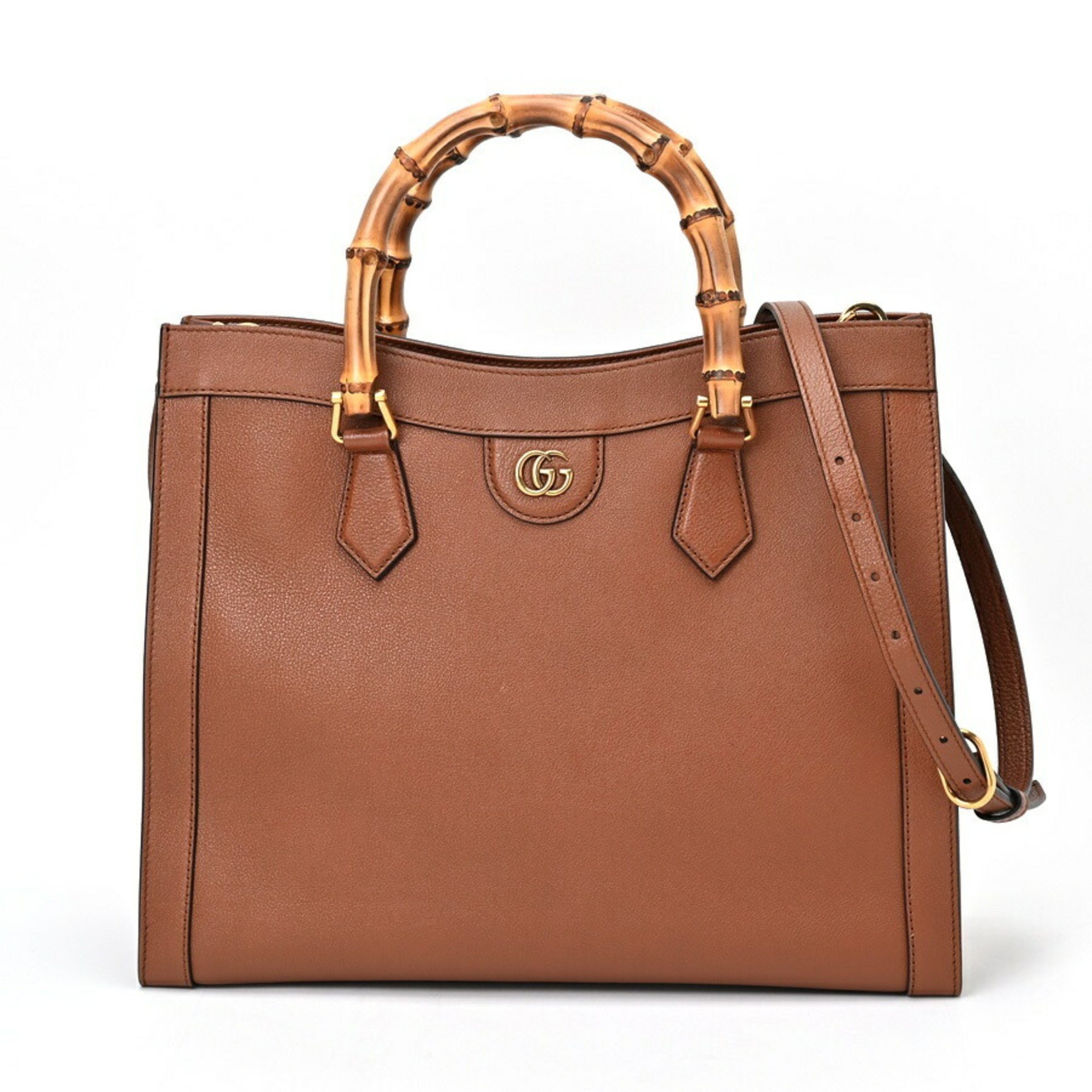 GUCCI Diana Medium Tote Bag 655658 Leather/Bamboo Brown S-156281