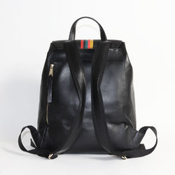 Paul Smith Painted Artist Stripe Calf Leather Flap Backpack Black