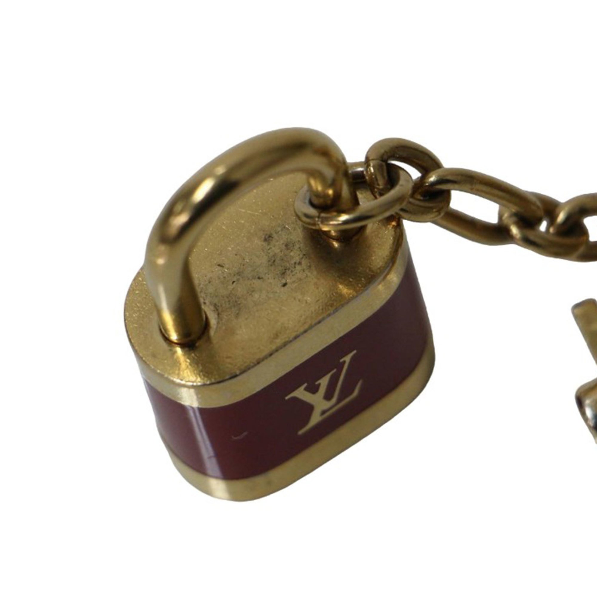 LOUIS VUITTON Louis Vuitton Porte-Clé Kaduna Bag Charm M60073 / Key Holder Padlock Signature Gold Red