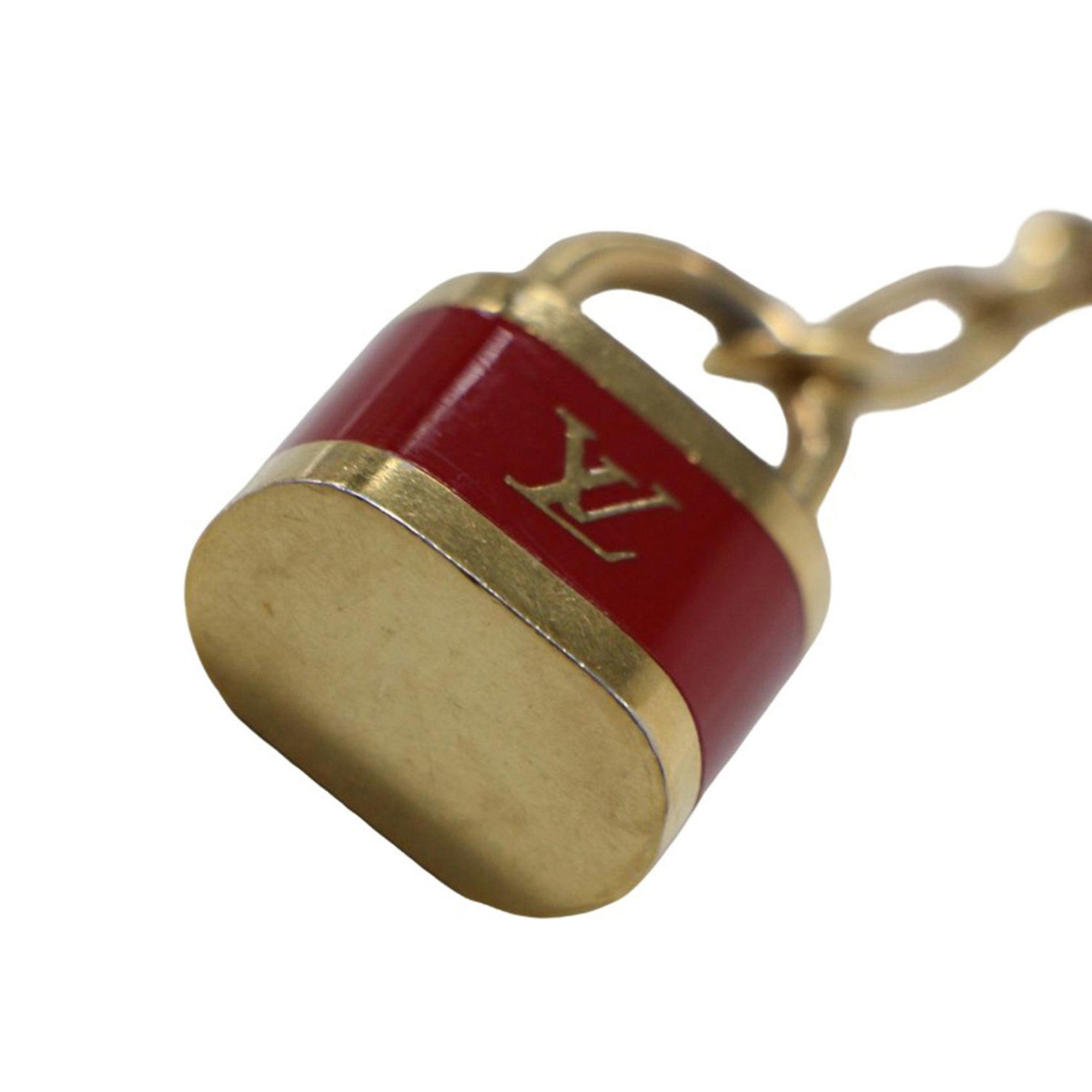 LOUIS VUITTON Louis Vuitton Porte-Clé Kaduna Bag Charm M60073 / Key Holder Padlock Signature Gold Red