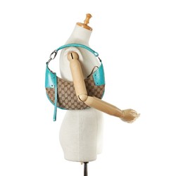 Gucci GG Canvas Half Moon Shoulder Bag 115004 Beige Turquoise Leather Women's GUCCI