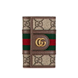 Gucci GG Supreme Ophidia Web Line 6-ring Key Case 603732 Greige Brown Multicolor PVC Leather Women's GUCCI