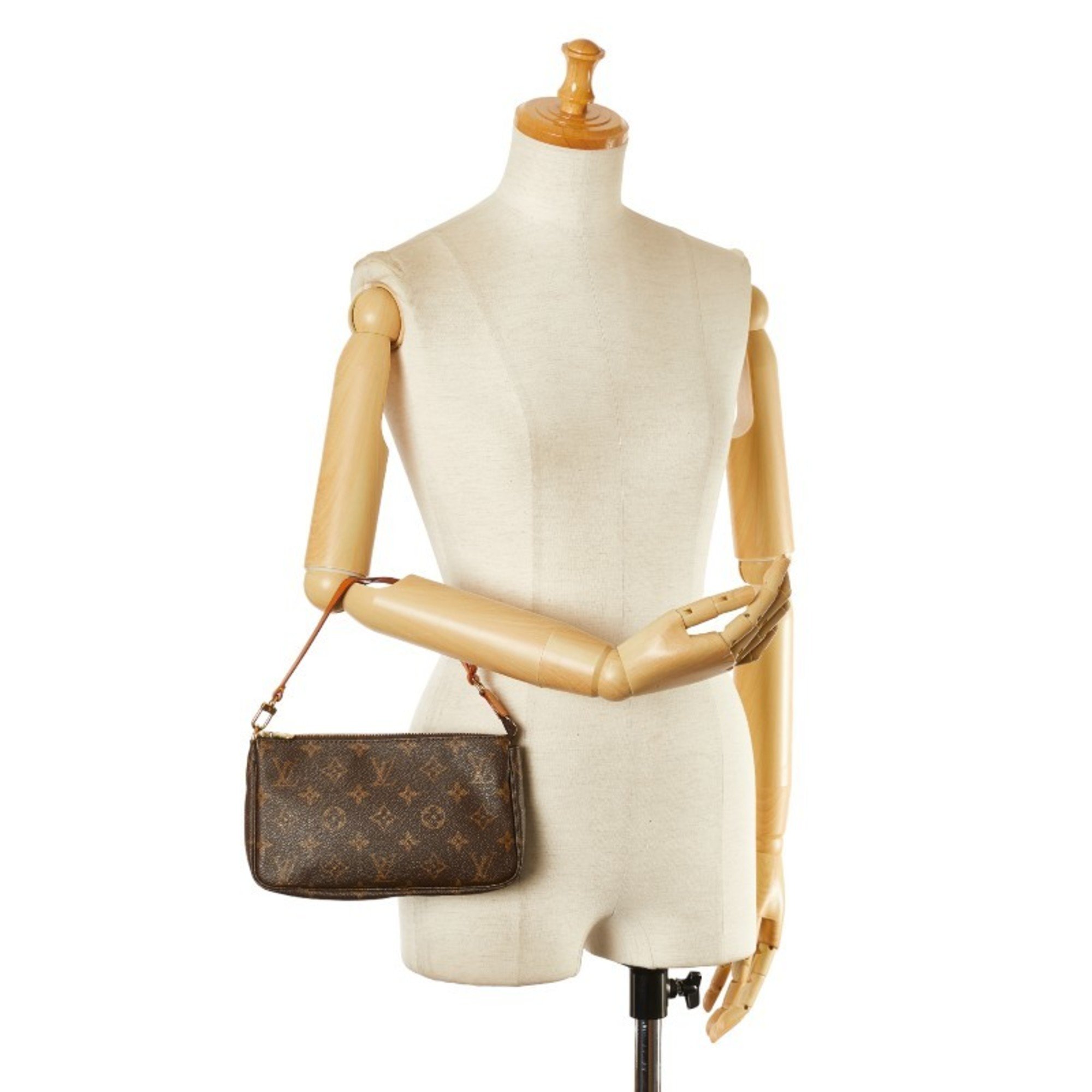 Louis Vuitton Monogram Pochette Accessory Handbag Pouch M40712 Brown PVC Leather Women's LOUIS VUITTON