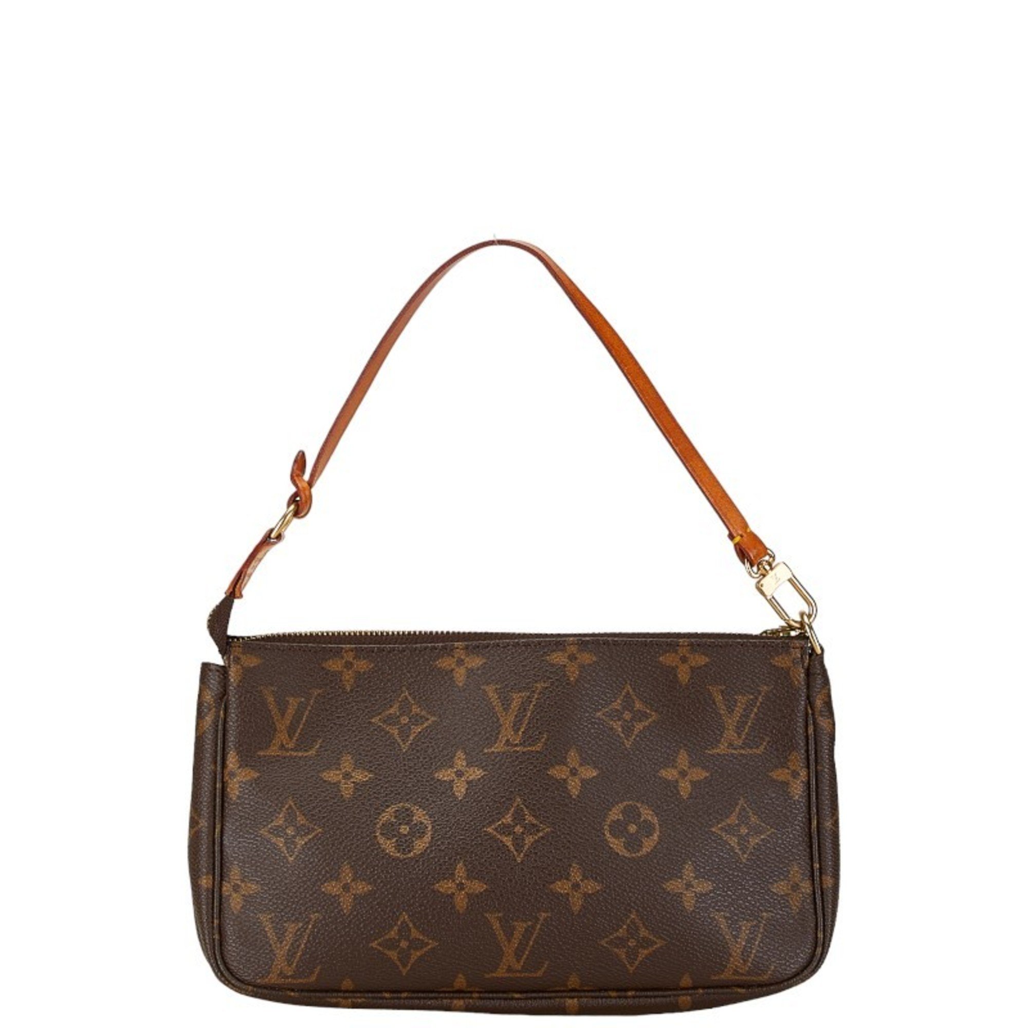 Louis Vuitton Monogram Pochette Accessory Handbag Pouch M40712 Brown PVC Leather Women's LOUIS VUITTON