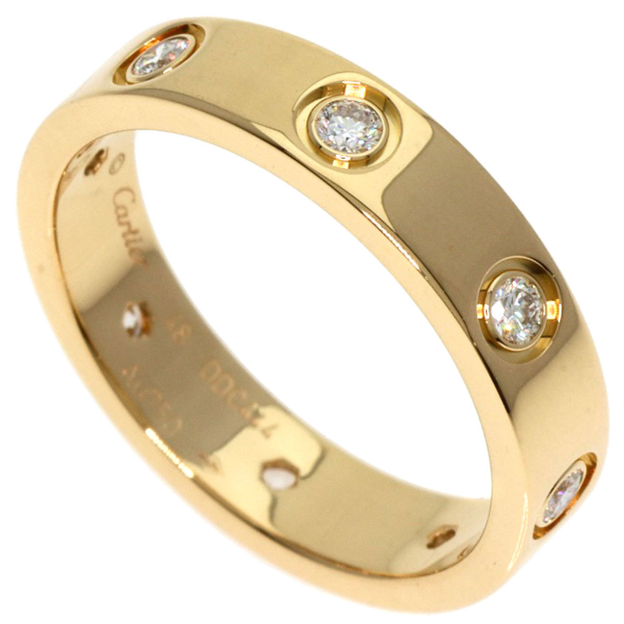 Cartier Love Ring Full Diamond #48 K18 Yellow Gold Women's CARTIER