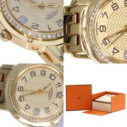 Hermes CL4.286 Clipper Diamond Watch K18 Yellow Gold K18YG Women's HERMES