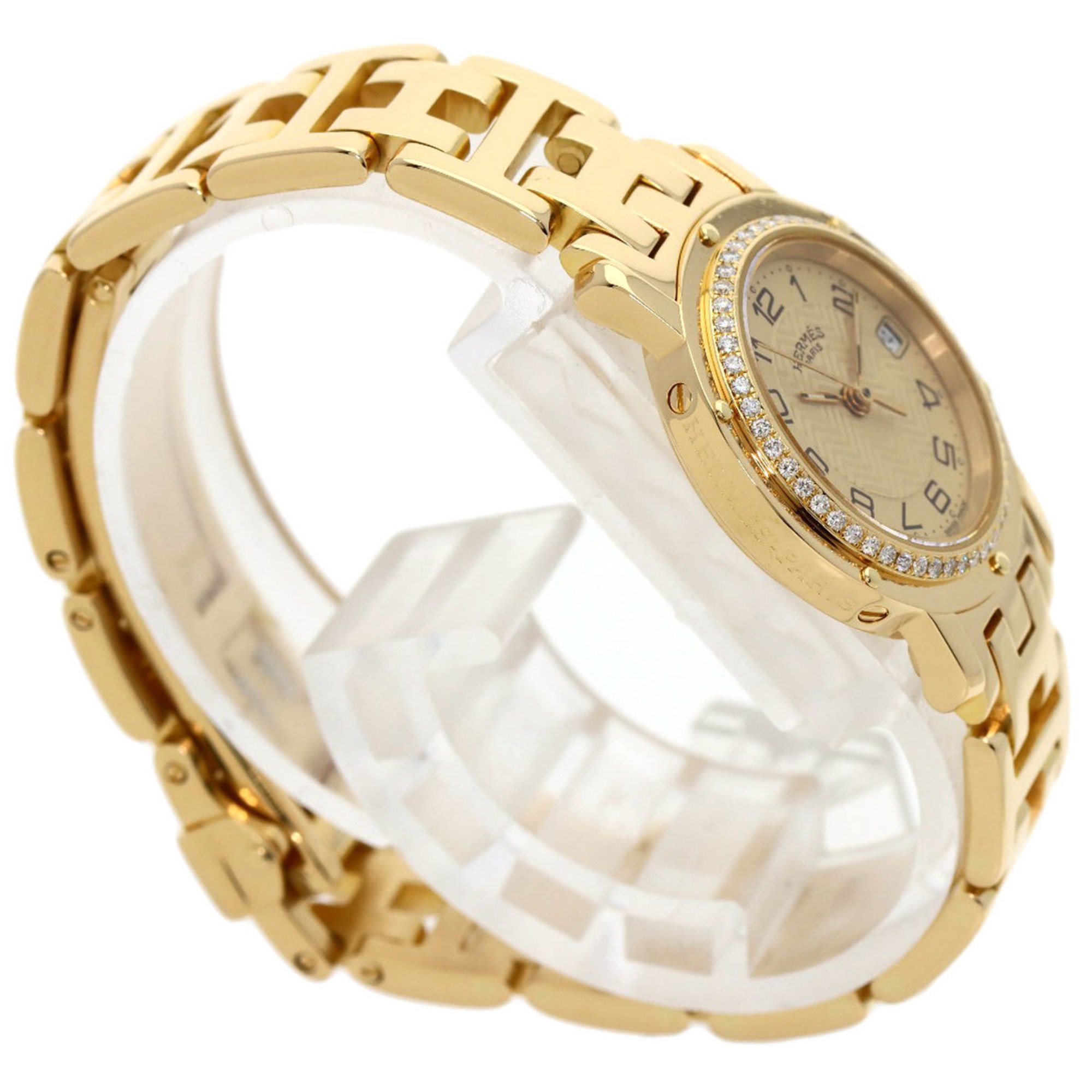 Hermes CL4.286 Clipper Diamond Watch K18 Yellow Gold K18YG Women's HERMES